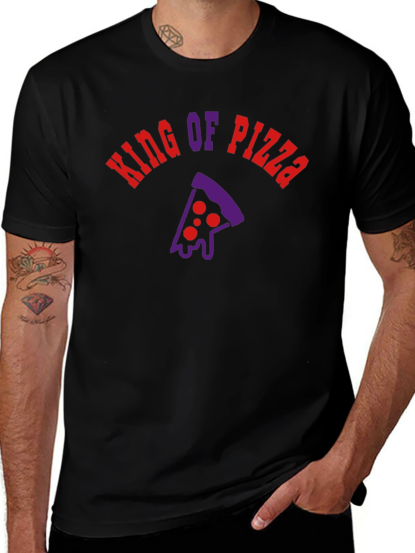 King of Pizza Black Graphic Tee - Foodie Fashion