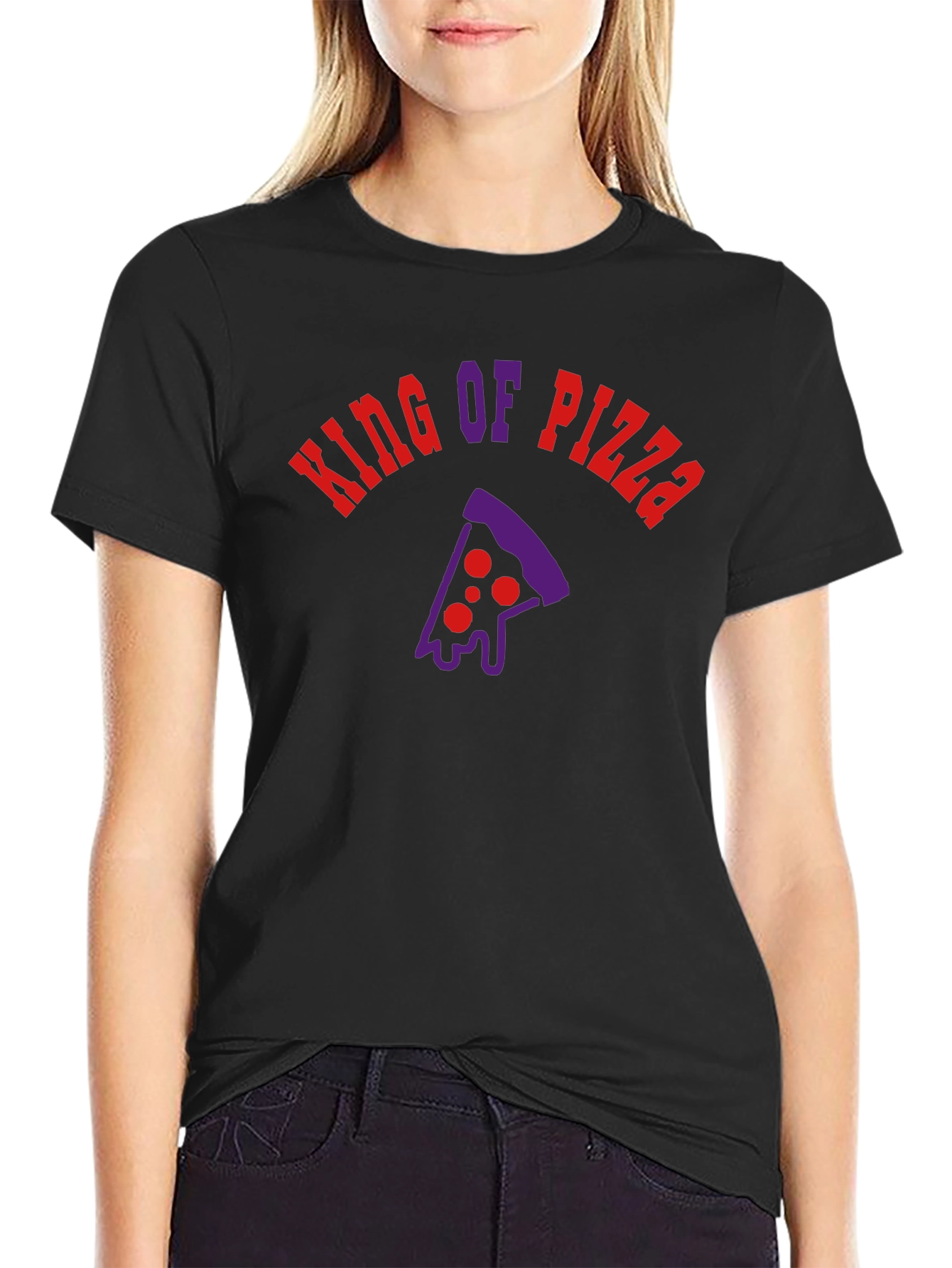King of Pizza Black Graphic Tee - Foodie Fashion
