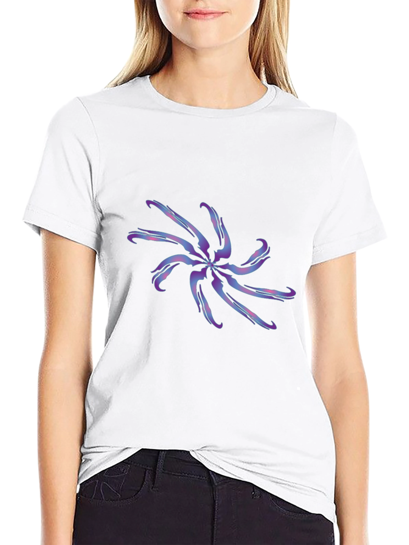 Abstract Swirl Graphic Tee - Black