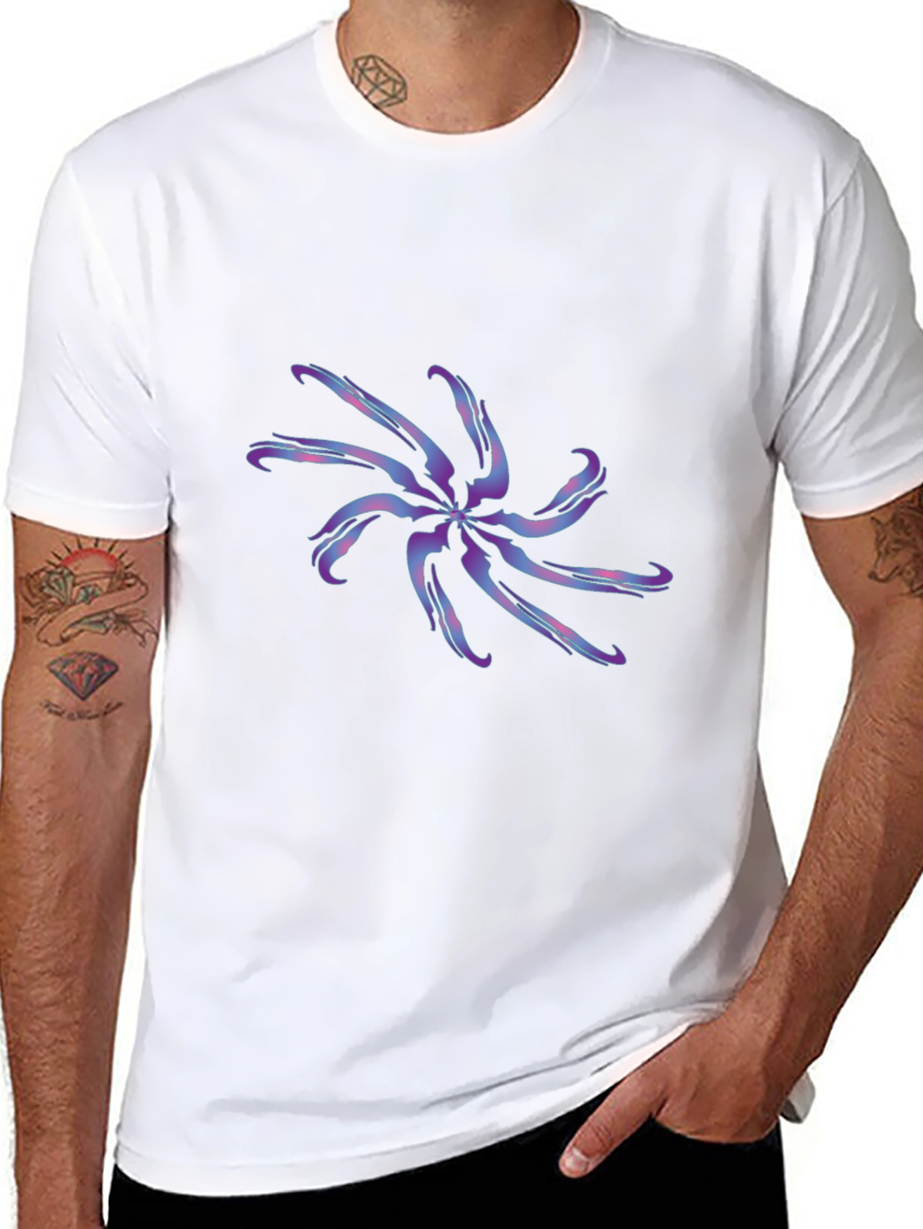 Abstract Swirl Graphic Tee - Black