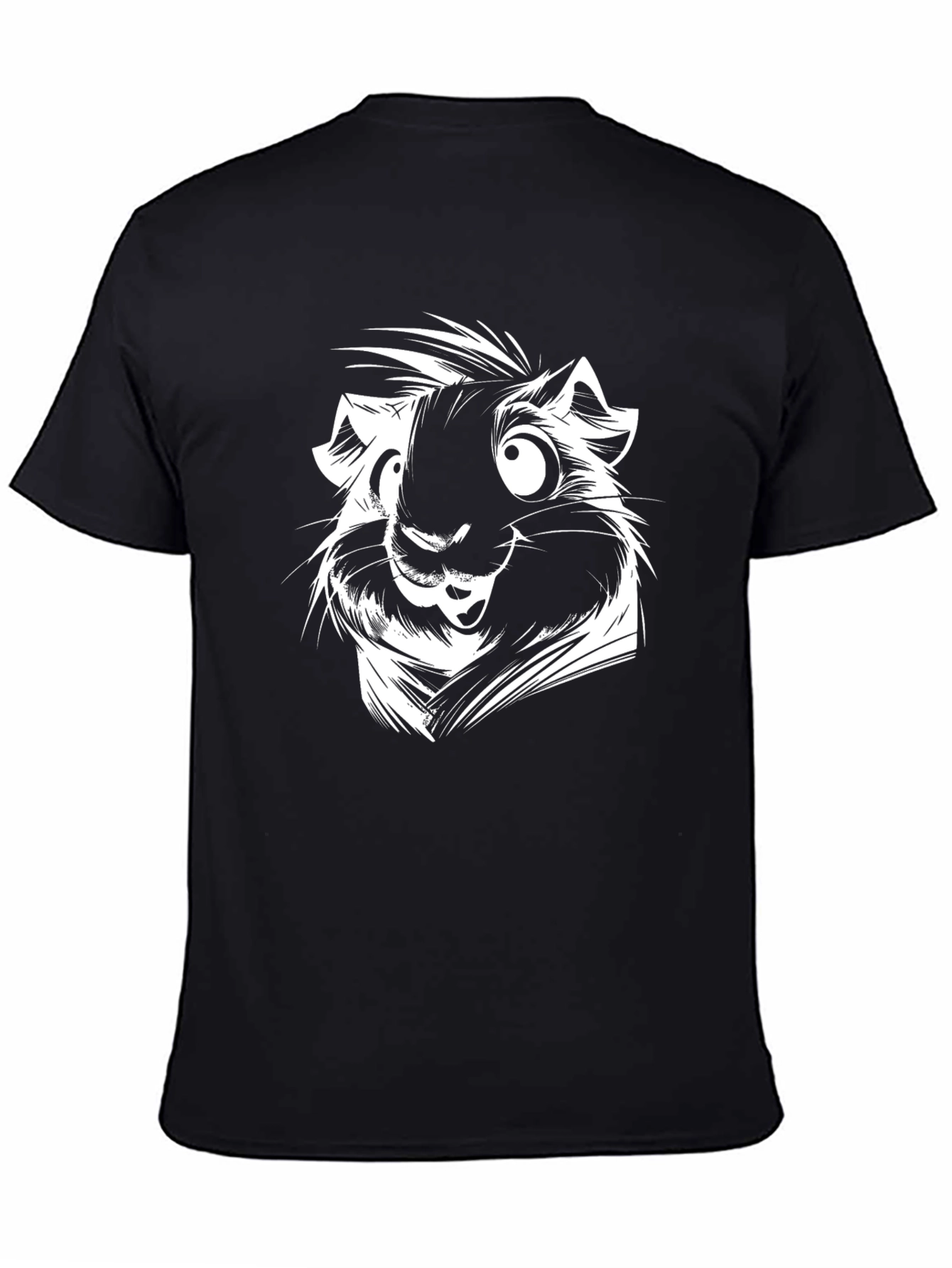Cartoon Guinea Pig Graphic Tee - Unisex Black T-Shirt
