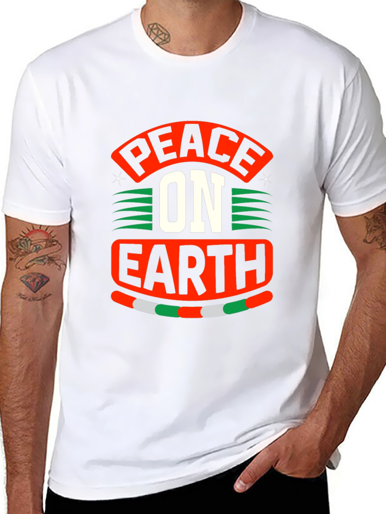 Peace On Earth Graphic T-Shirt - Holiday Season Apparel