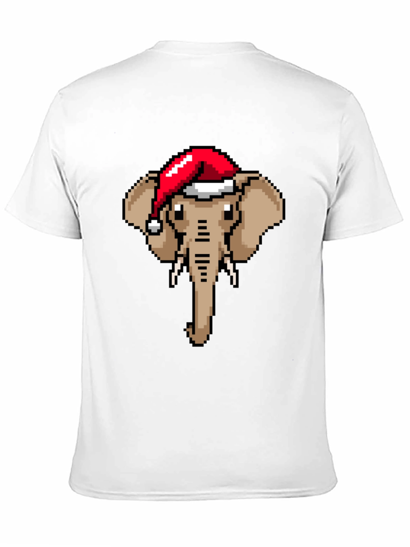 Pixelated Elephant Santa Hat Graphic Tee