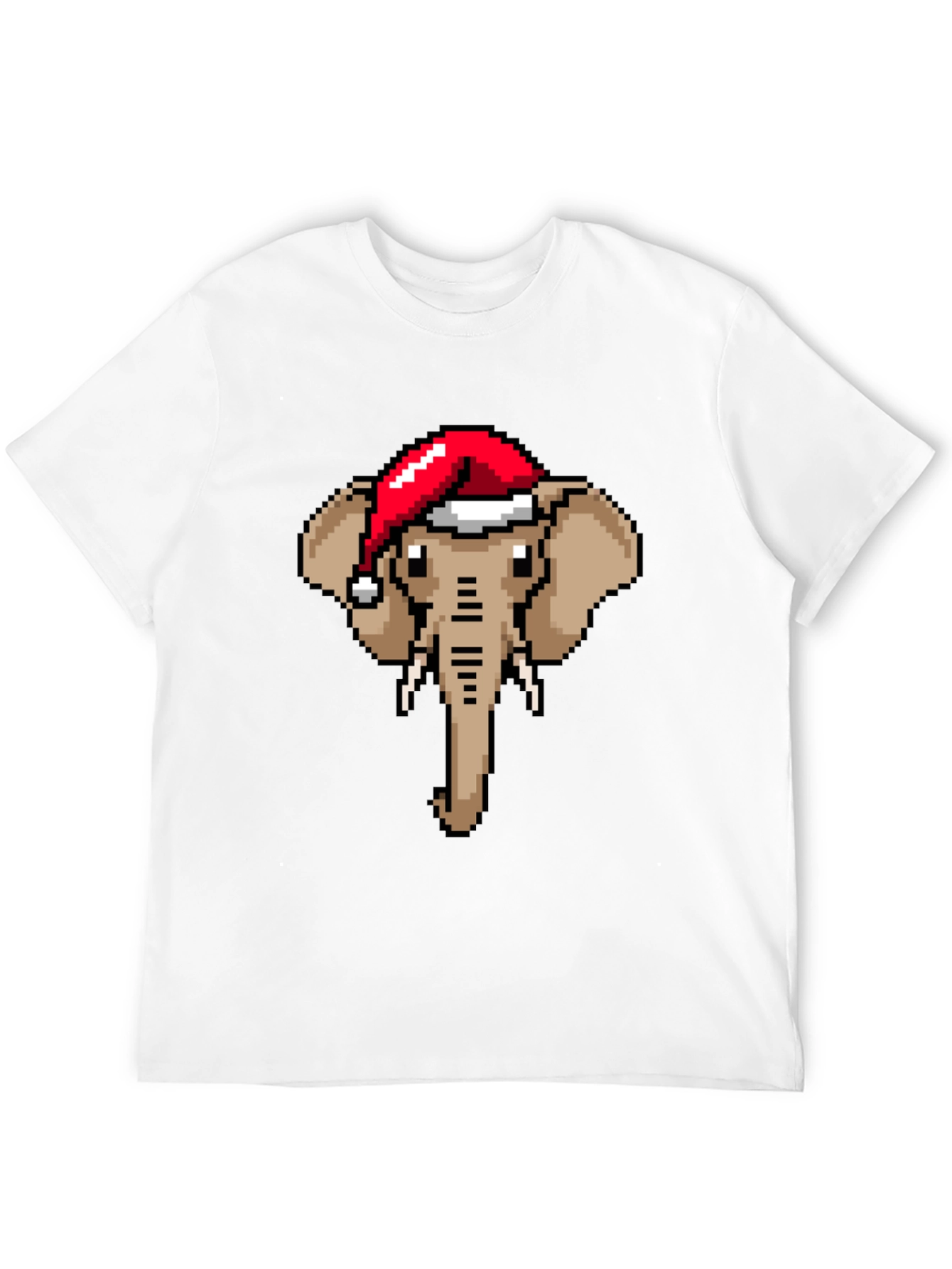 Pixelated Elephant Santa Hat Graphic Tee