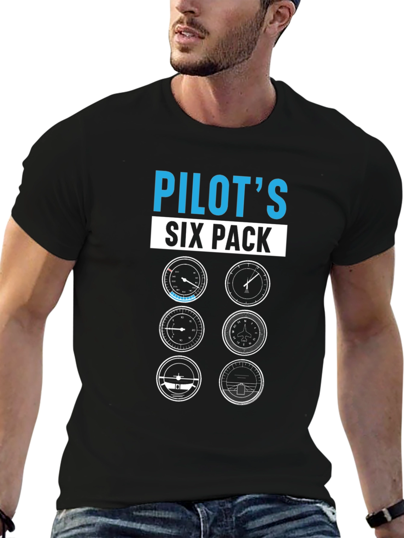 Pilots Six Pack T-Shirt - Aviation Gift