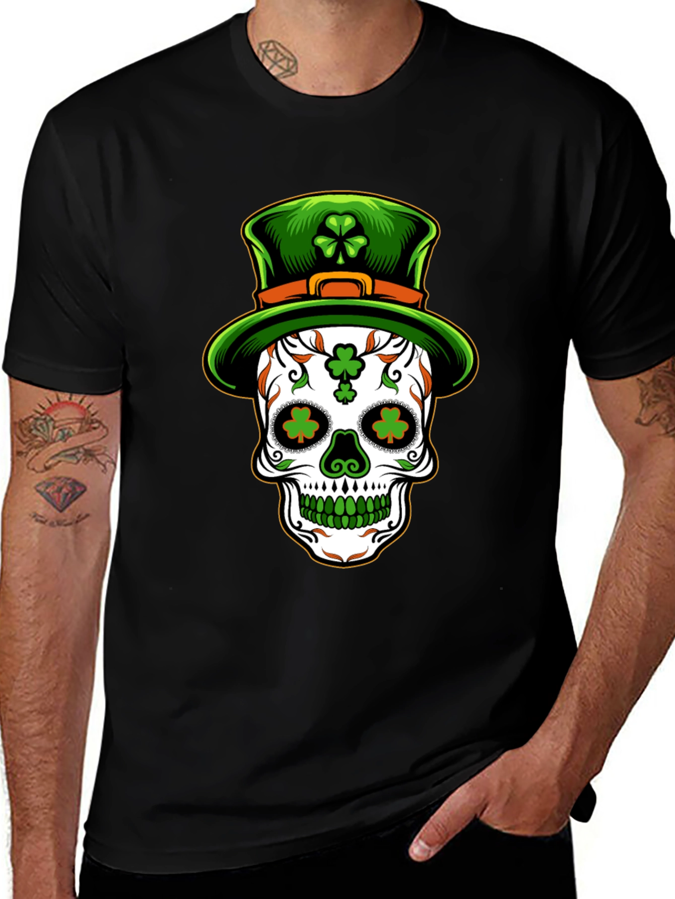 St Patricks Day Skull Leprechaun Hat T-Shirt
