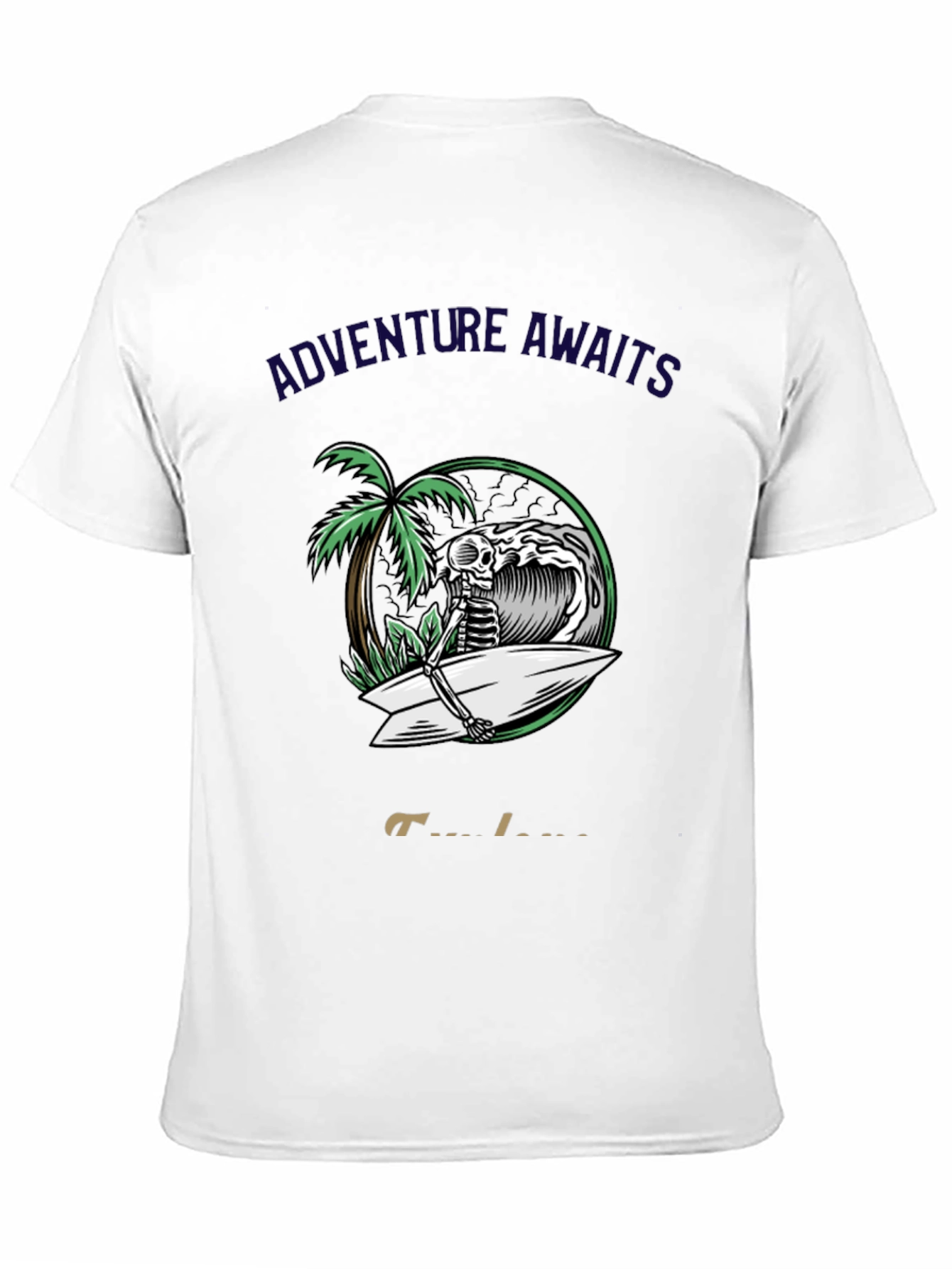 Adventure Awaits Skeleton Surfer Graphic Tee