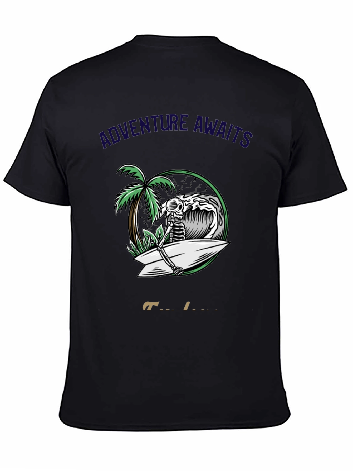 Adventure Awaits Skeleton Surfer Graphic Tee