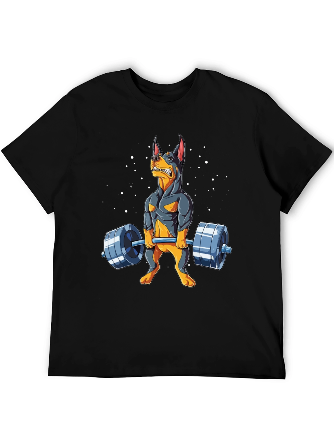Funny Dog Lifting Weights Graphic Tee