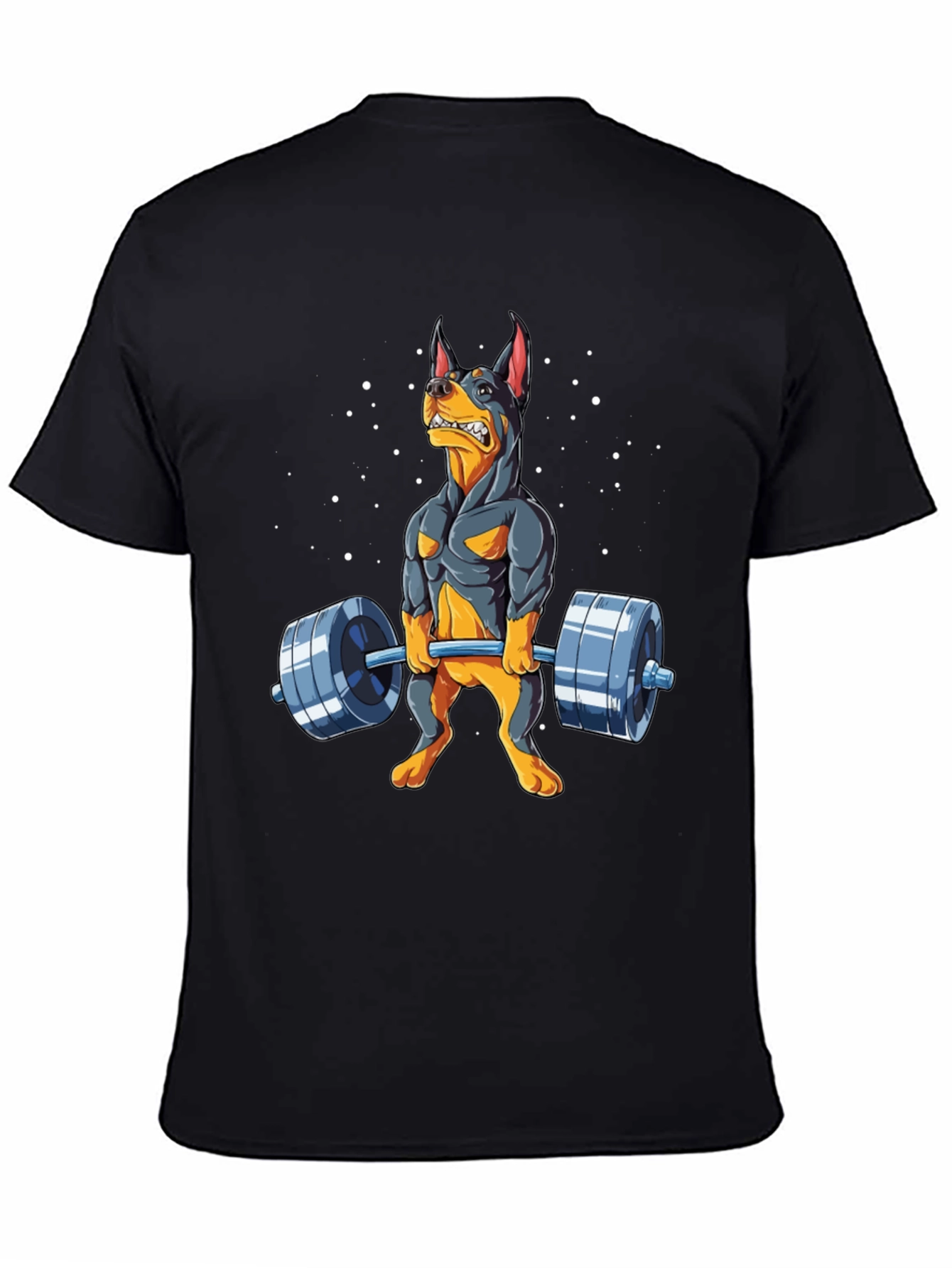 Funny Dog Lifting Weights Graphic Tee