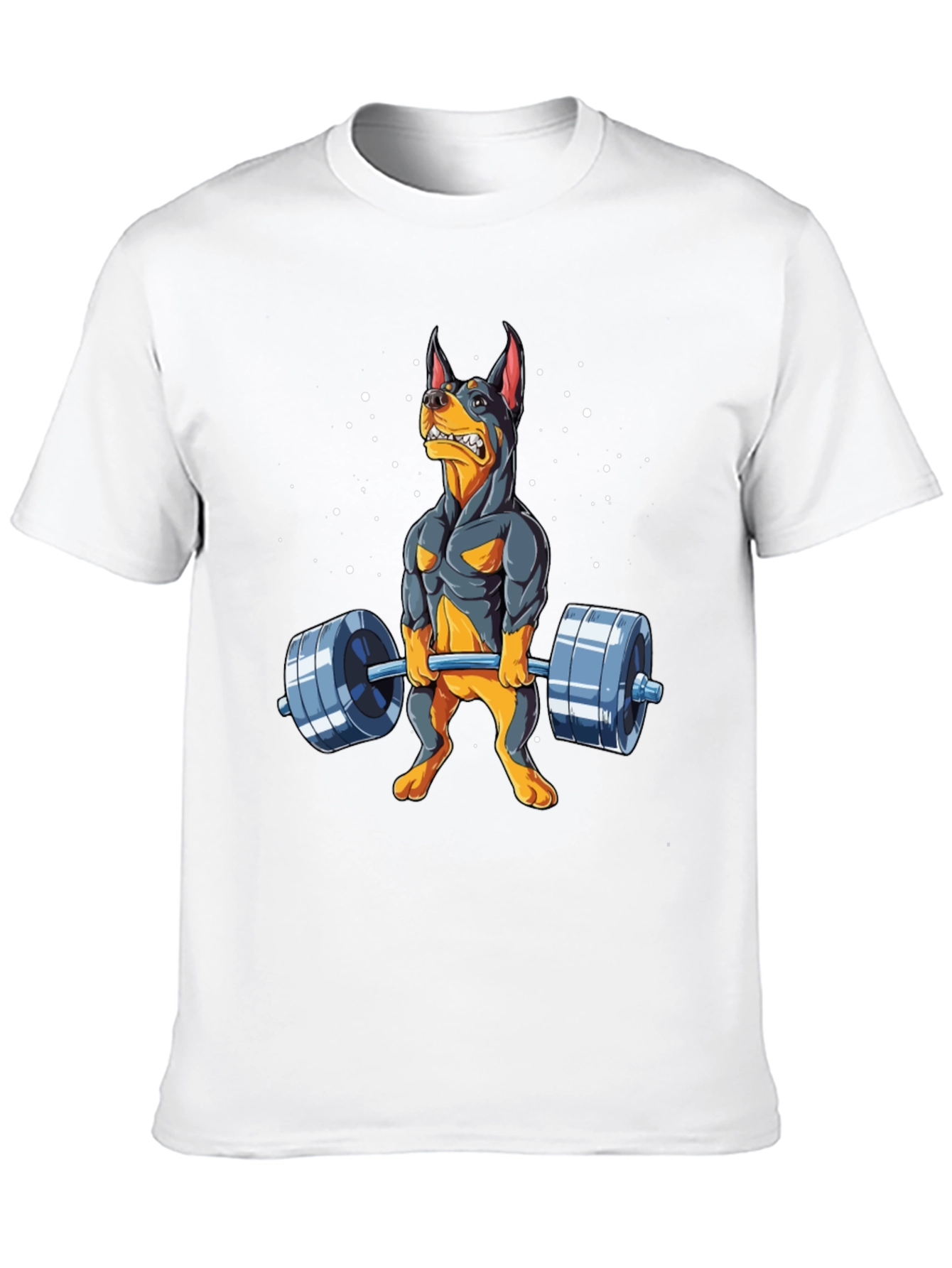 Funny Dog Lifting Weights Graphic Tee
