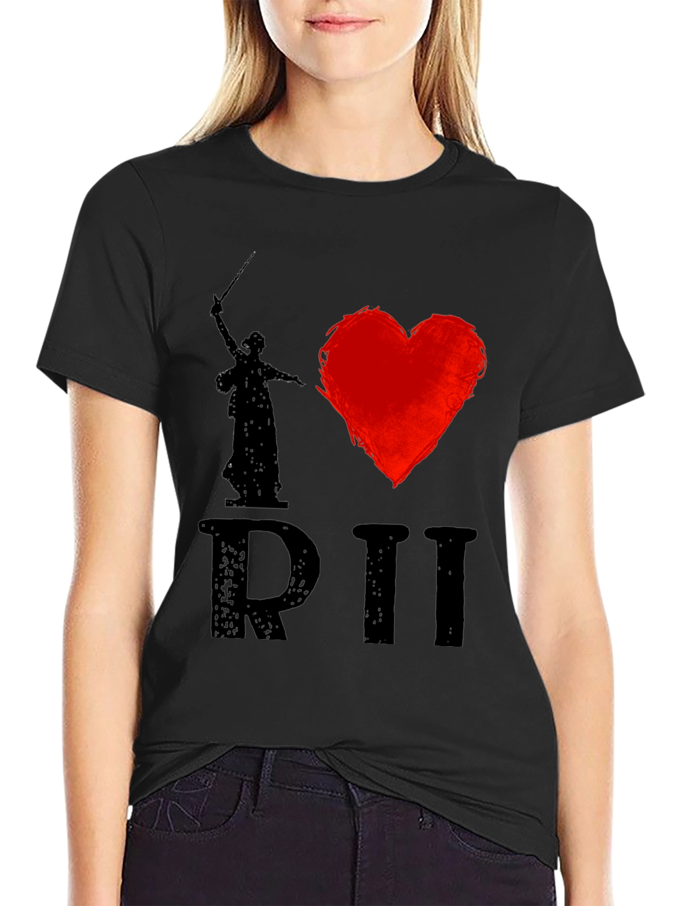 I Heart Motherland Calls Statue Black T-Shirt