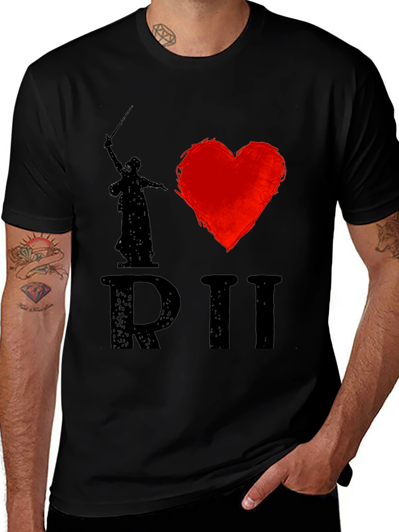 I Heart Motherland Calls Statue Black T-Shirt