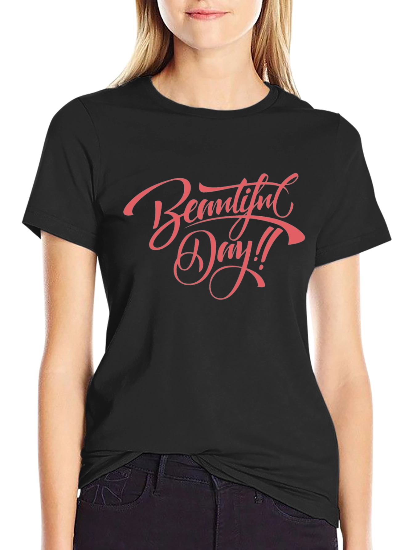 Beautiful Day Graphic T-Shirt - Black Crew Neck