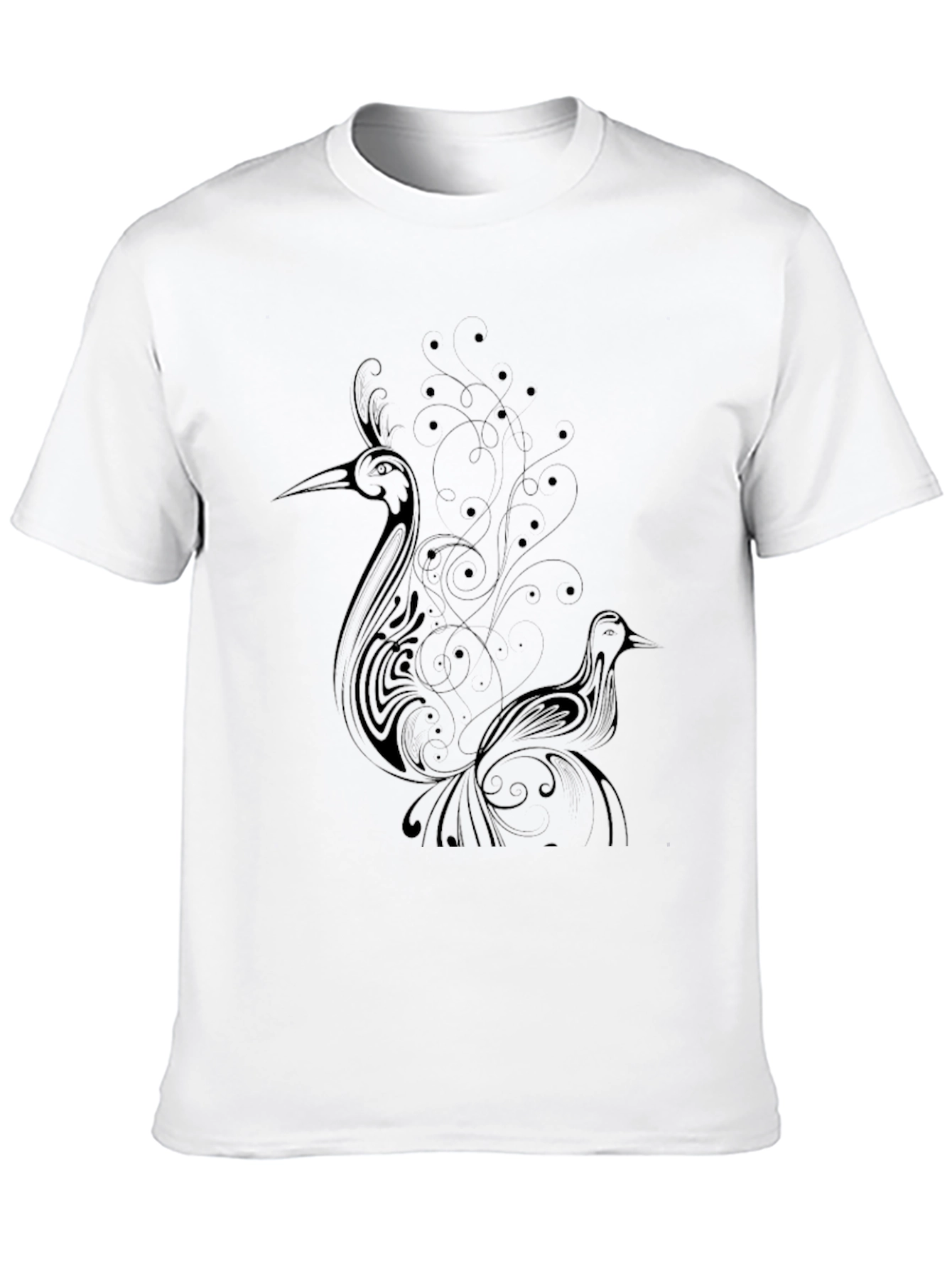 Elegant Black T-Shirt with Bird Design