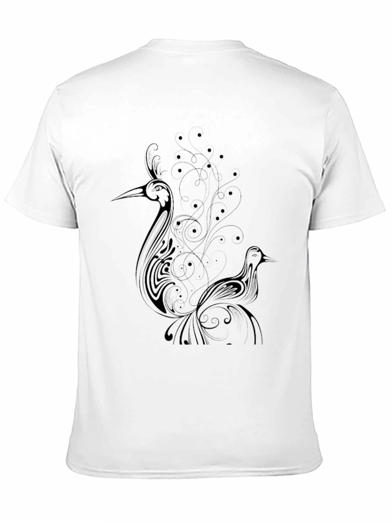 Elegant Black T-Shirt with Bird Design