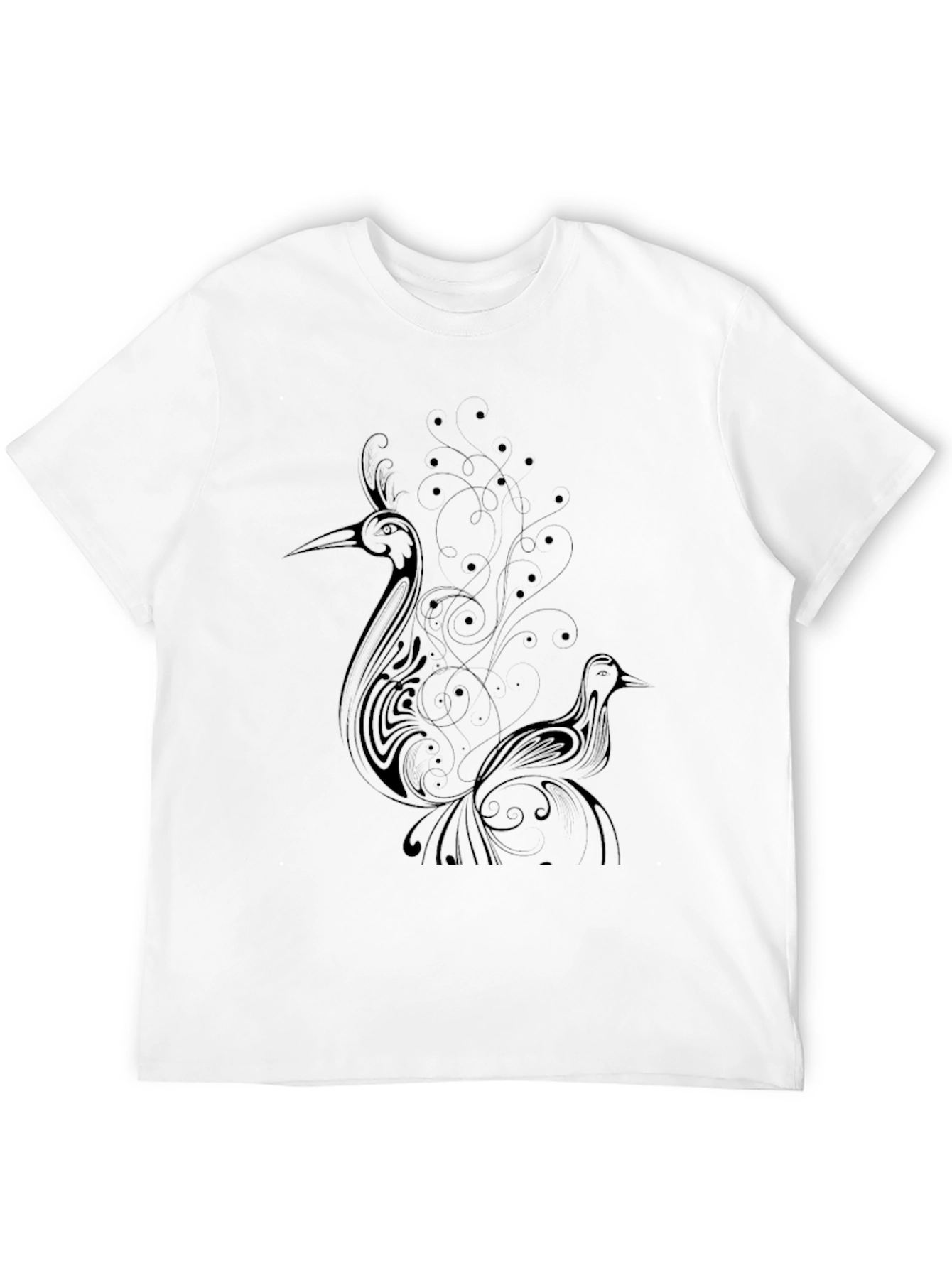 Elegant Black T-Shirt with Bird Design