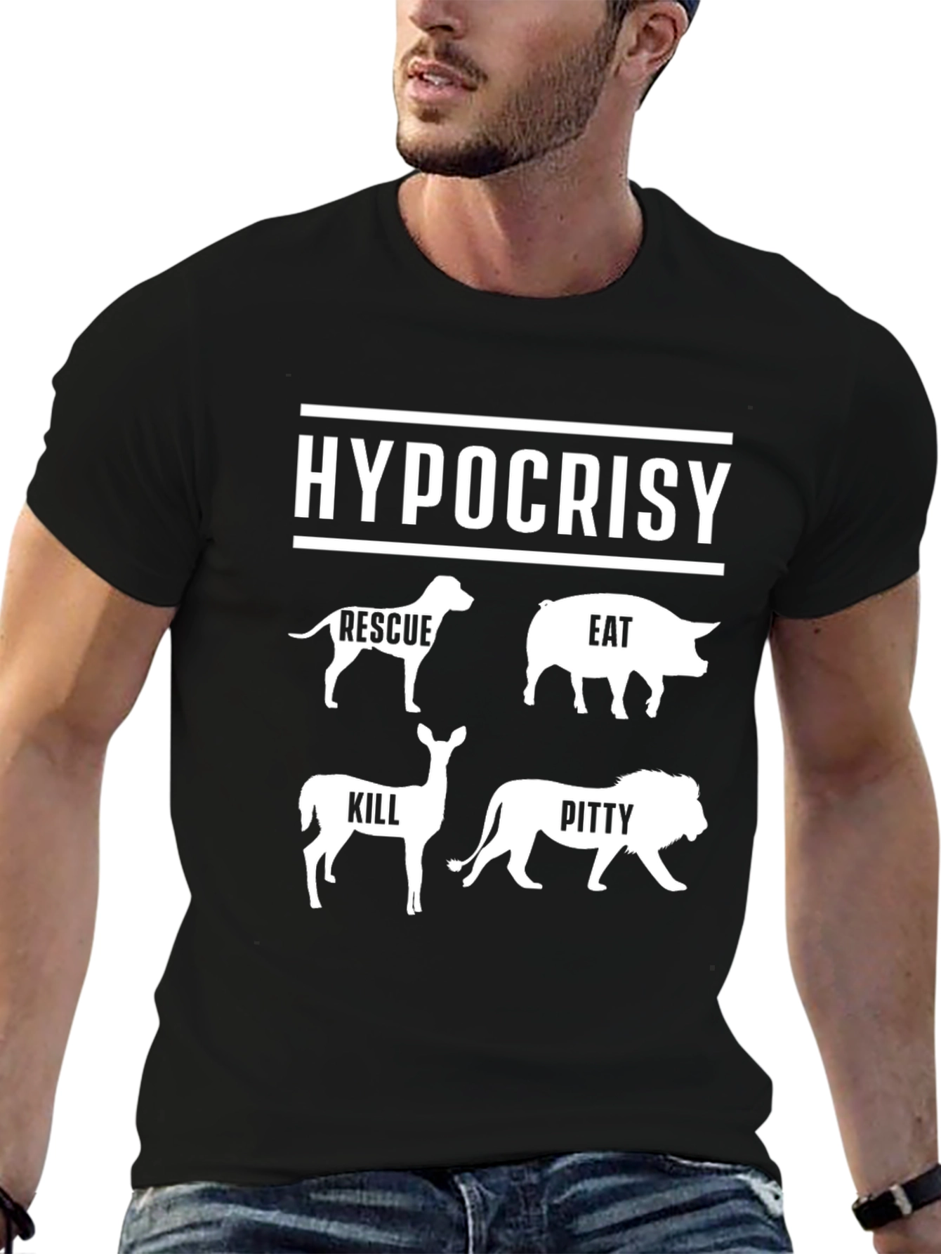 Hypocrisy Graphic Print T-Shirt - Vegan Statement Tee