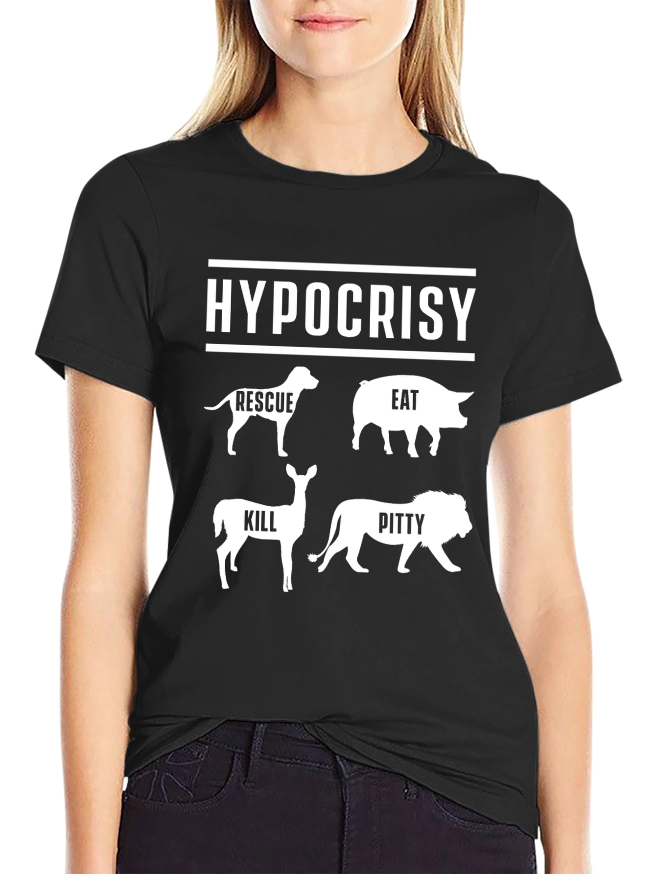 Hypocrisy Graphic Print T-Shirt - Vegan Statement Tee
