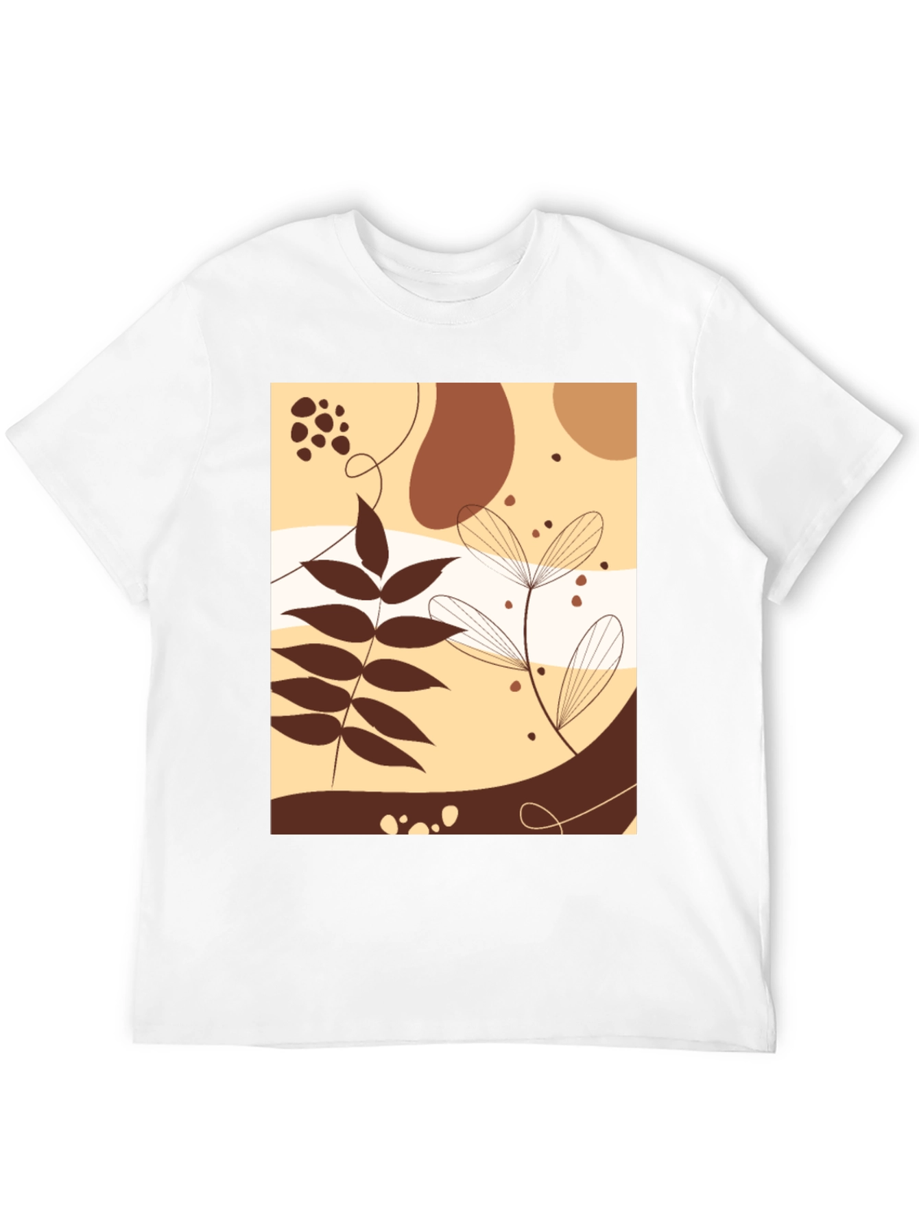 Abstract Botanical Graphic Black T-Shirt