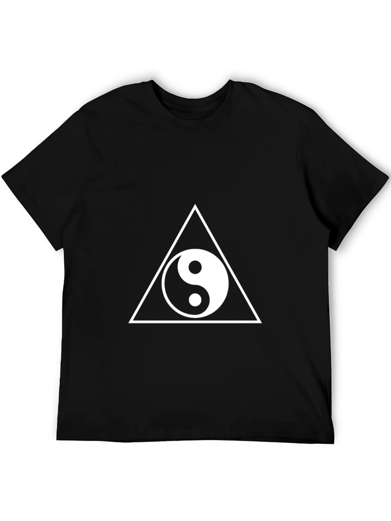 Yin Yang Triangle Graphic Tee - Stylish Black T-Shirt
