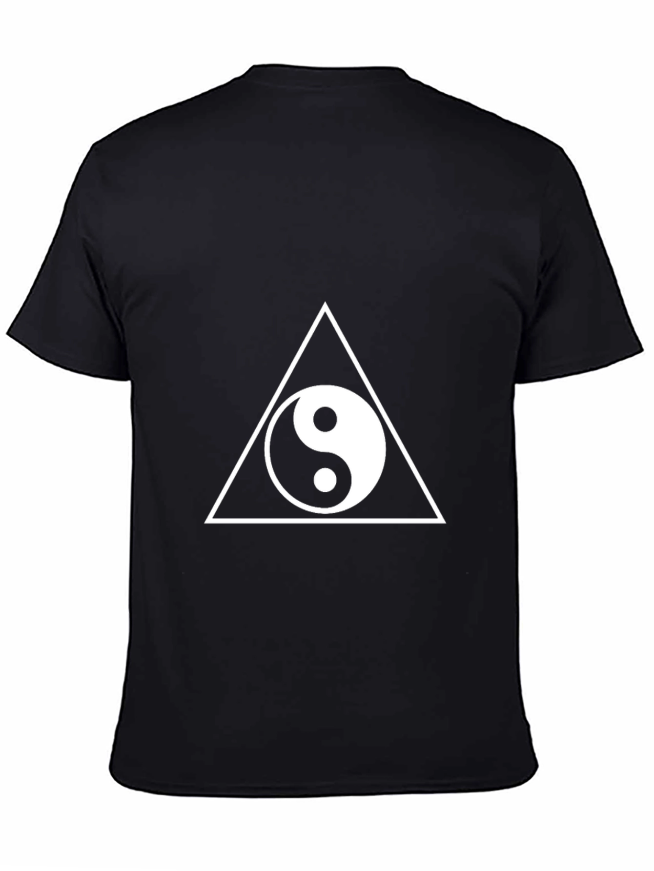 Yin Yang Triangle Graphic Tee - Stylish Black T-Shirt