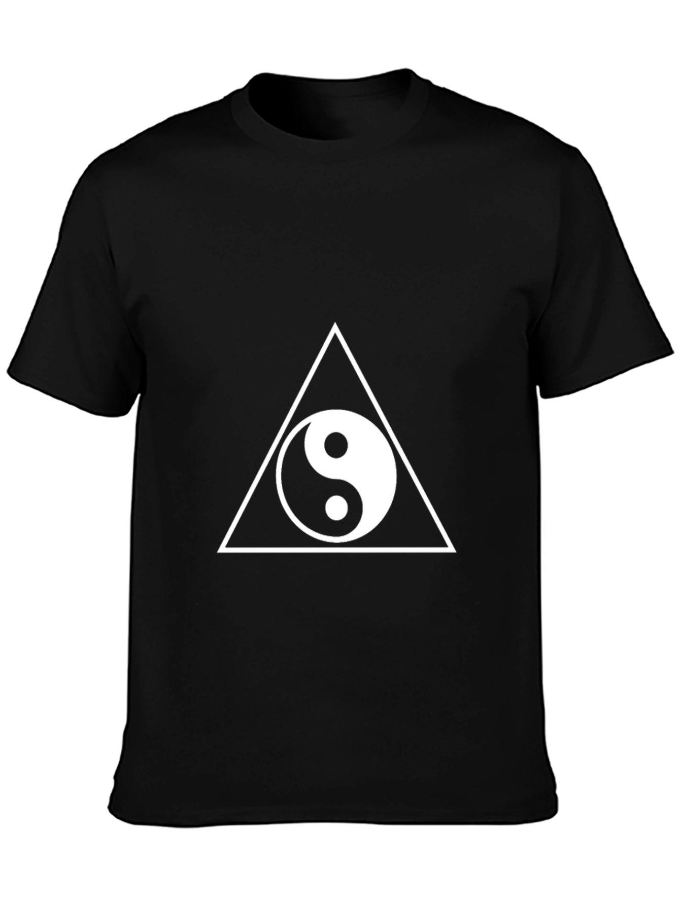 Yin Yang Triangle Graphic Tee - Stylish Black T-Shirt