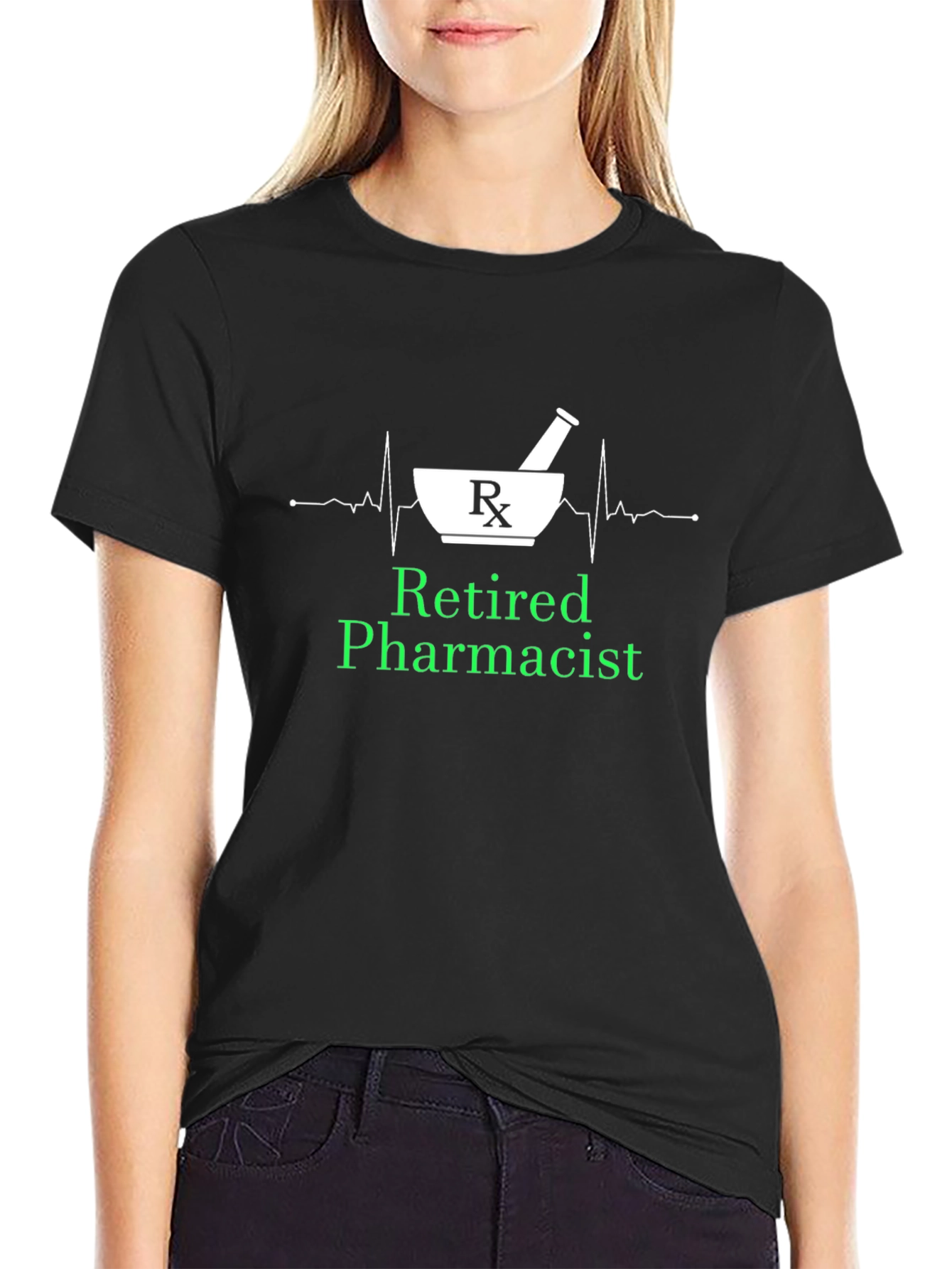 Retired Pharmacist Black T-Shirt Rx Design