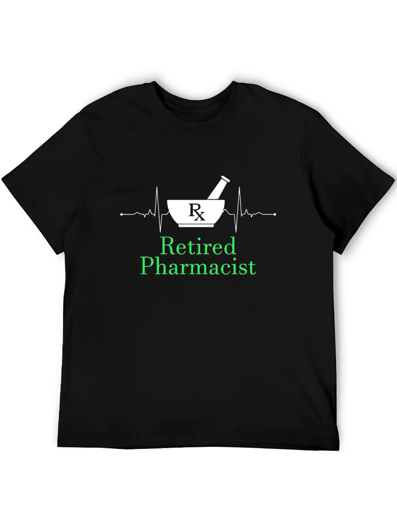 Retired Pharmacist Black T-Shirt Rx Design