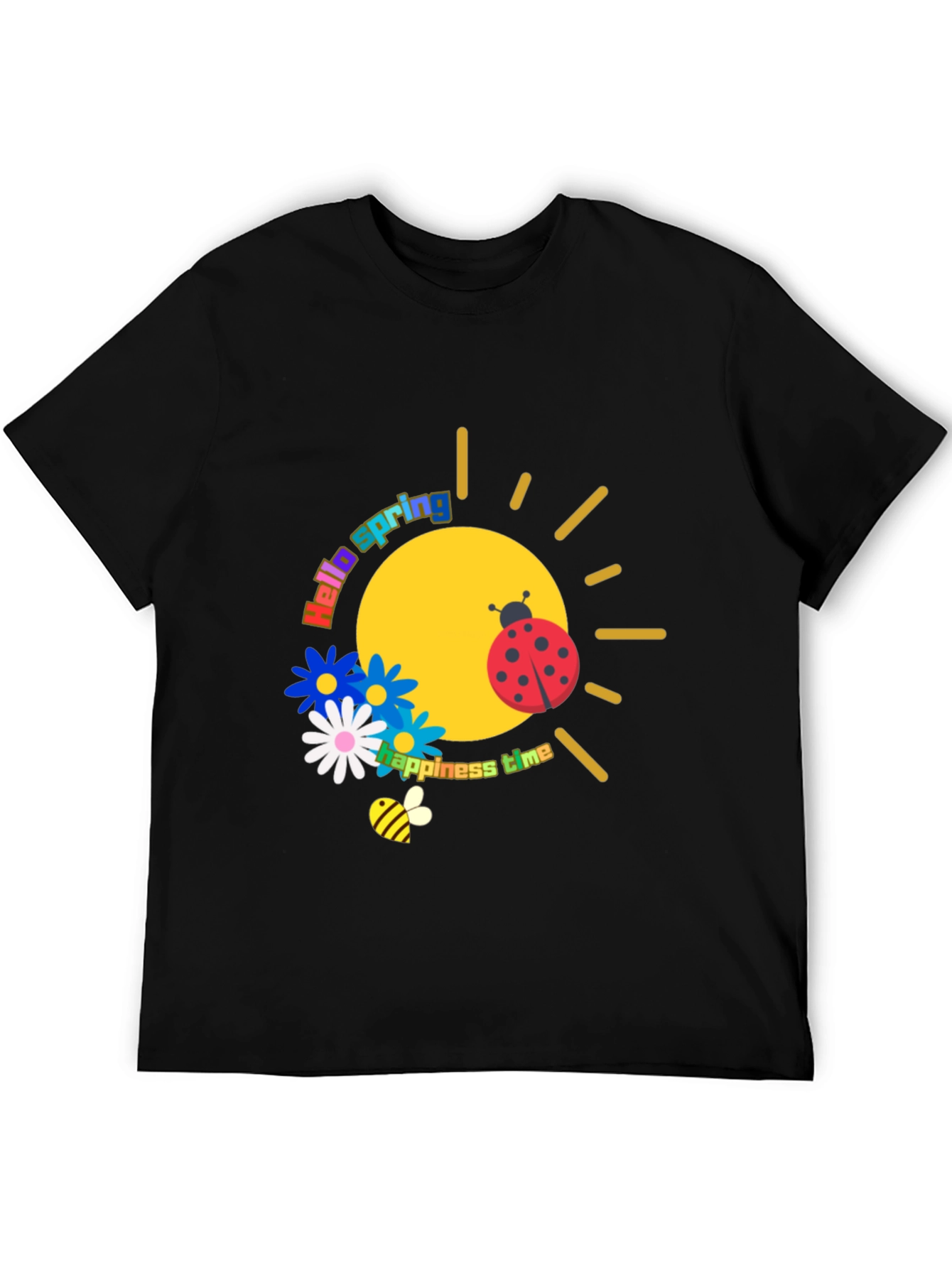 Spring Time Black Graphic Tee
