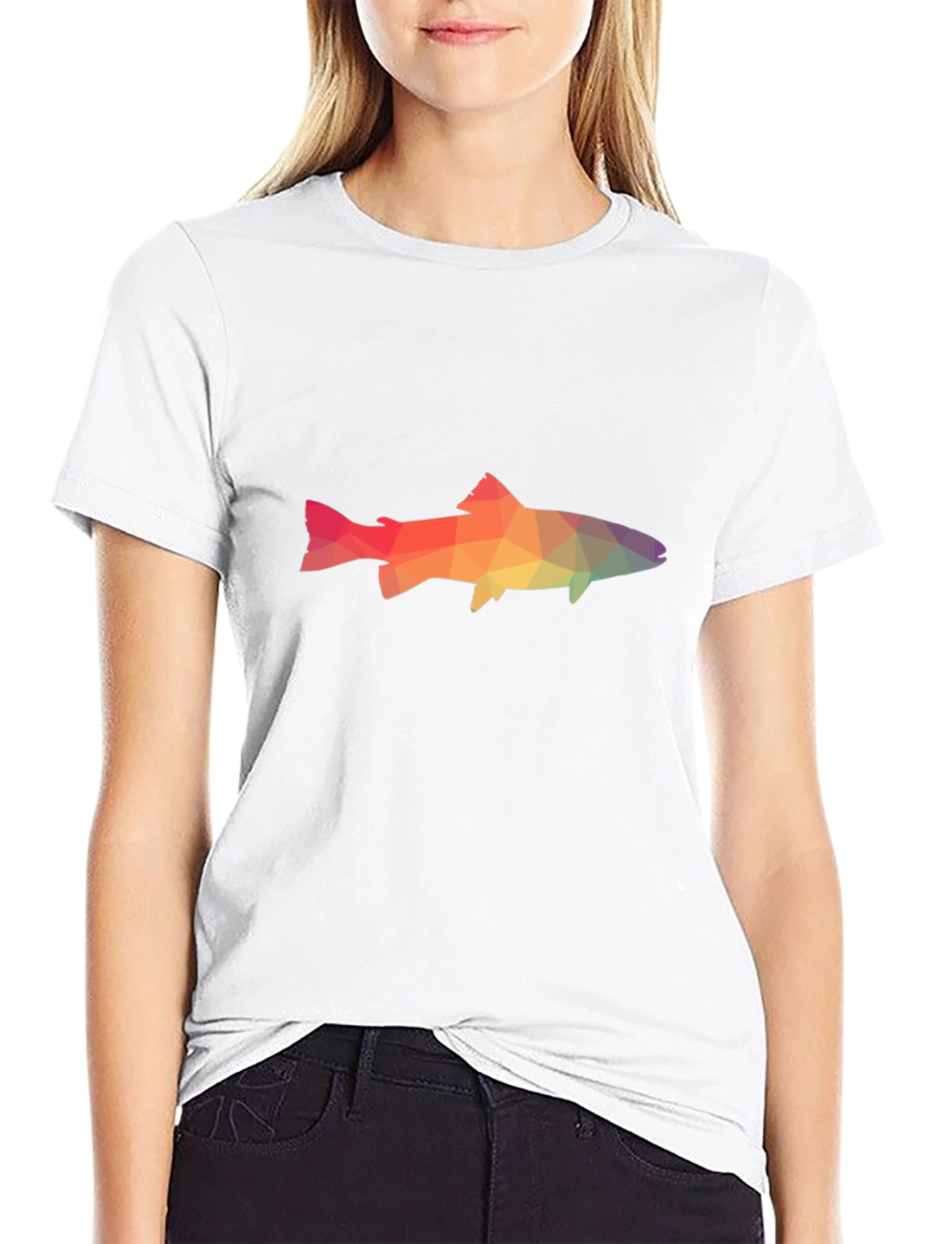 Geometric Fish Graphic Tee - Black