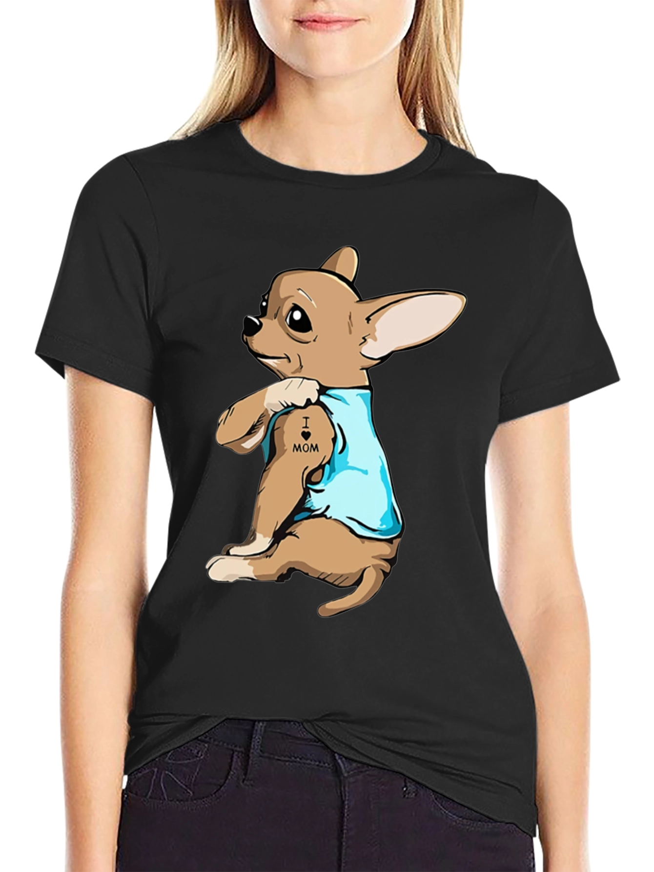 Dog Mom Tattoo Graphic Tee - Black