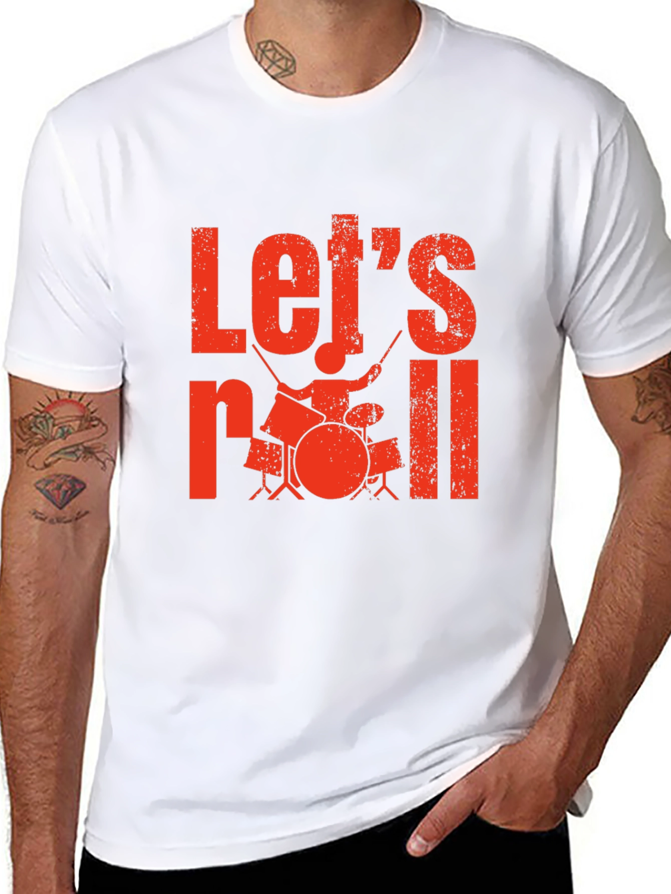 Lets Roll Drummer Graphic Tee - Black T-Shirt