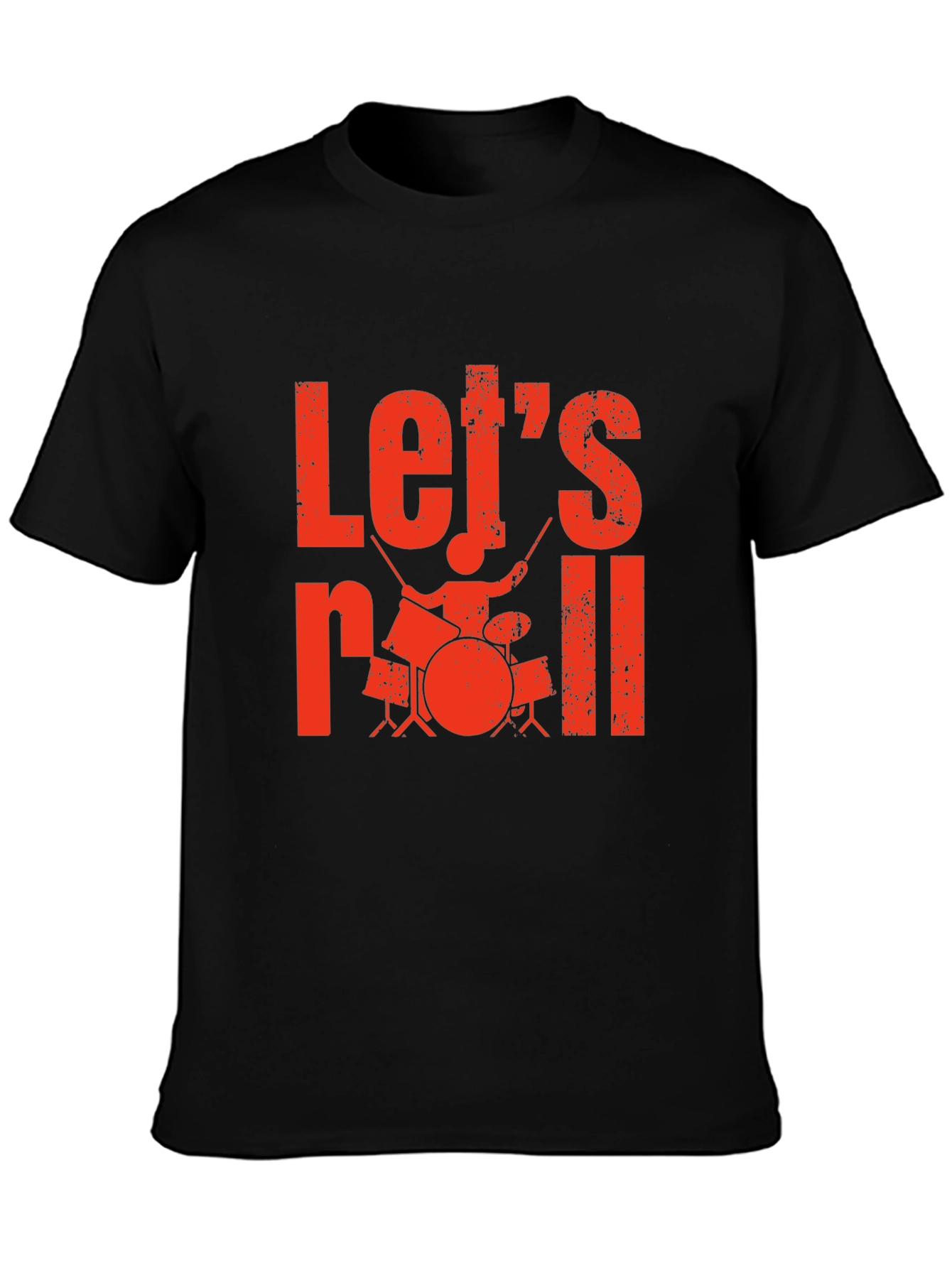 Lets Roll Drummer Graphic Tee - Black T-Shirt
