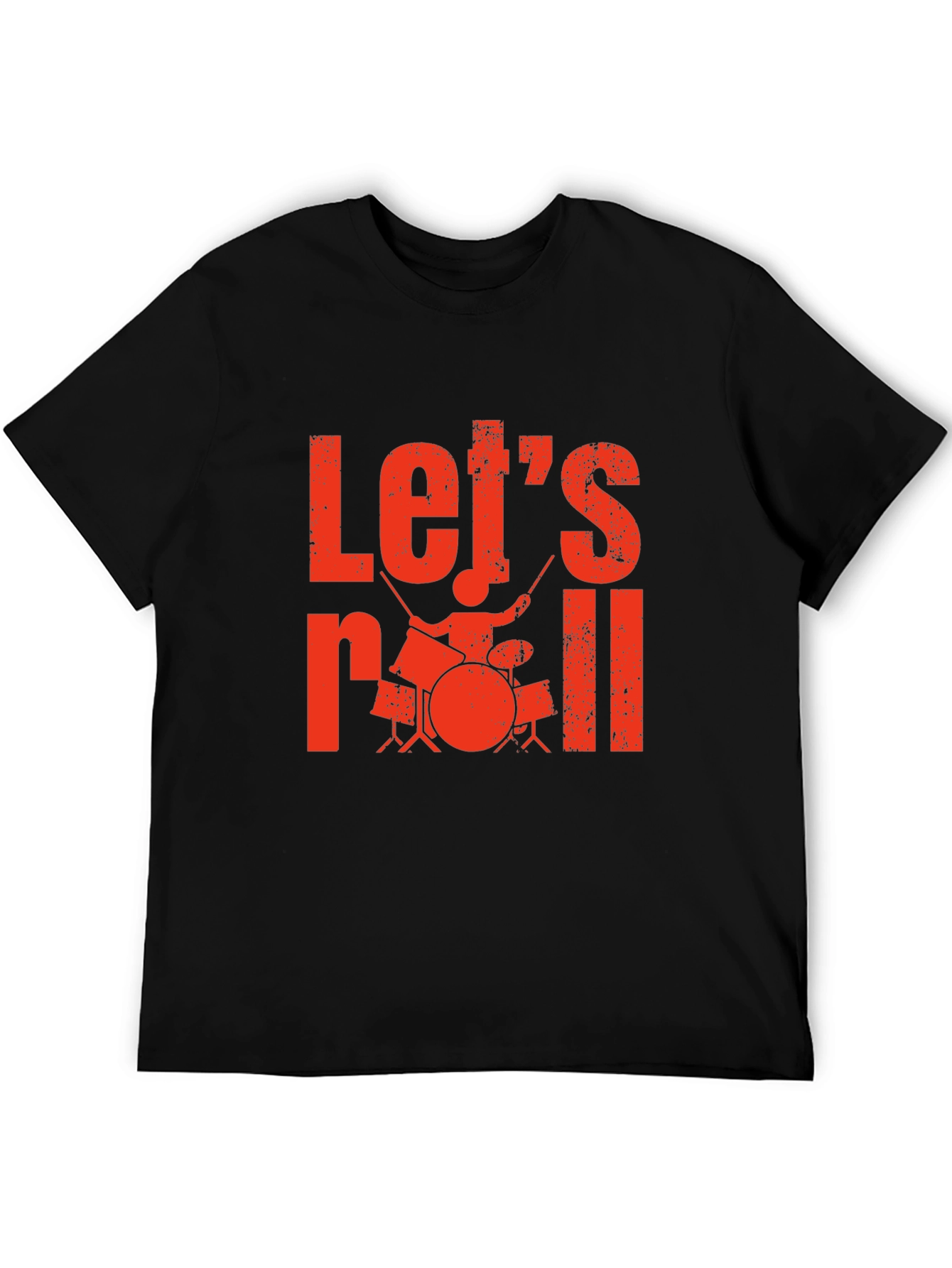 Lets Roll Drummer Graphic Tee - Black T-Shirt