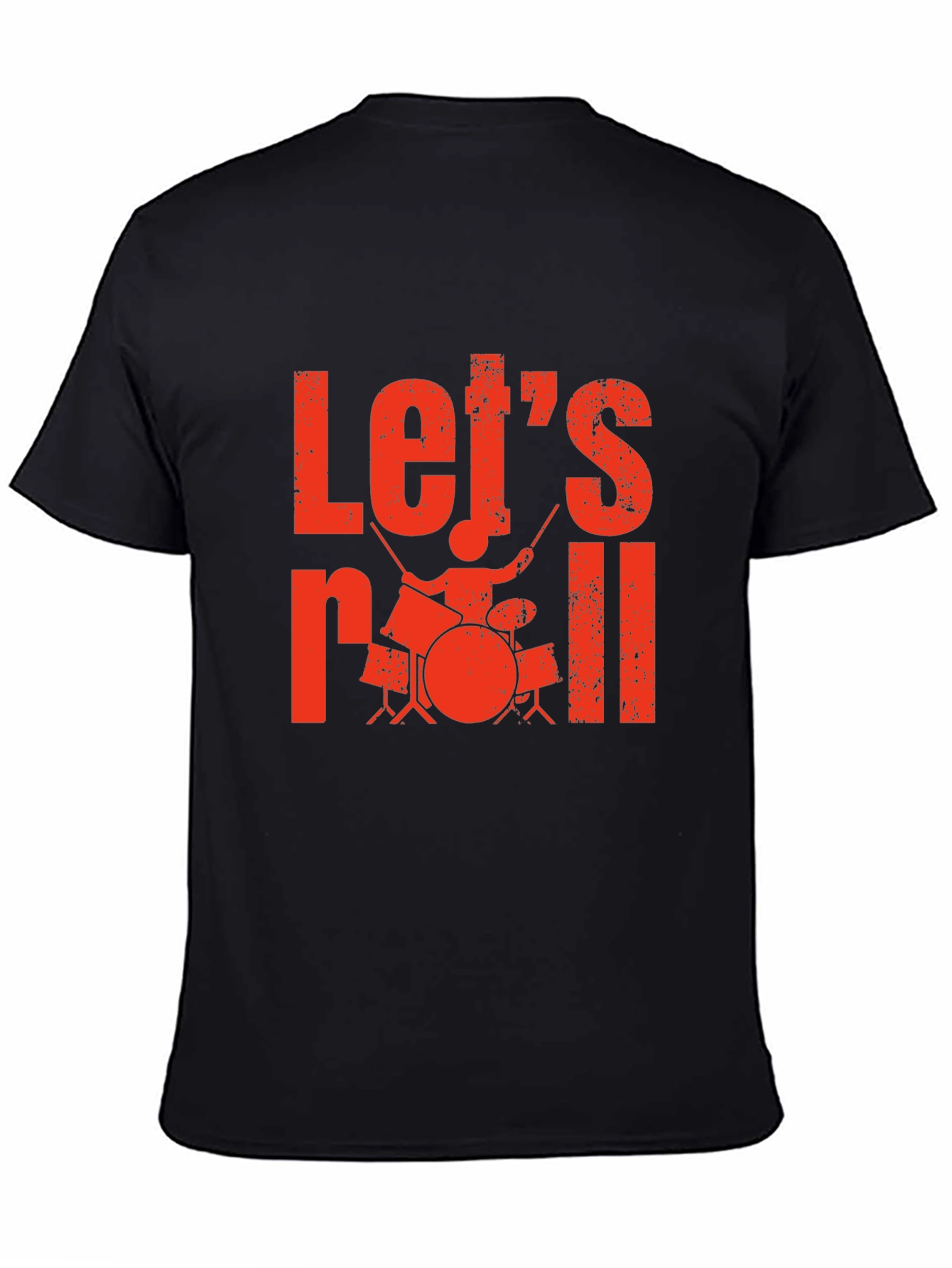 Lets Roll Drummer Graphic Tee - Black T-Shirt
