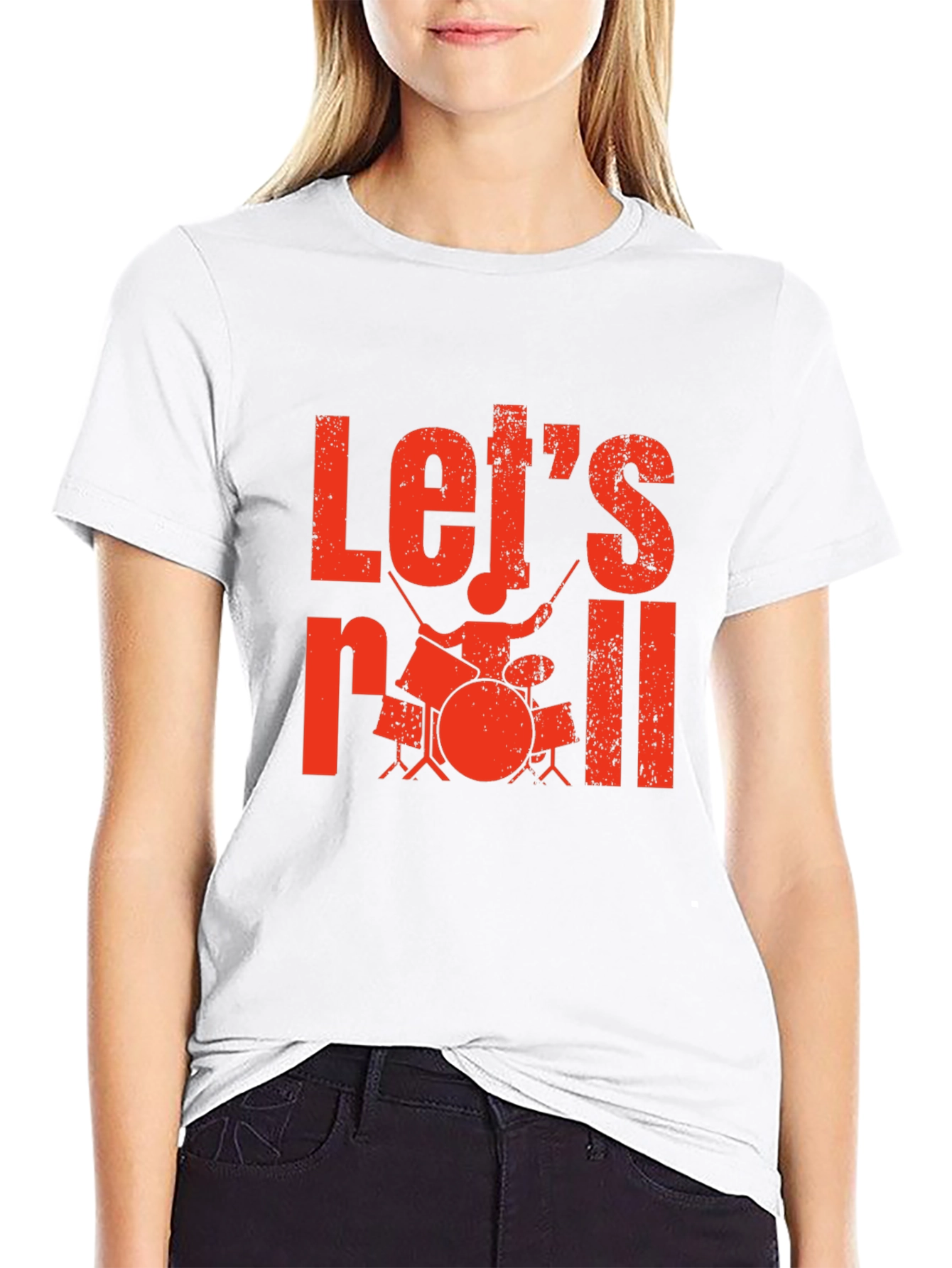 Lets Roll Drummer Graphic Tee - Black T-Shirt