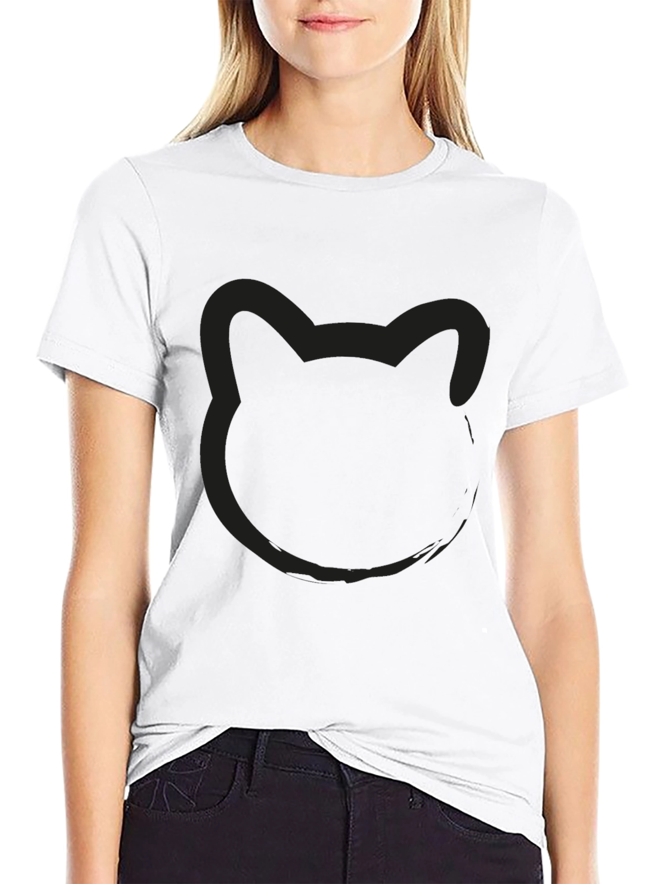 Mens Black Cat Silhouette Graphic T-Shirt