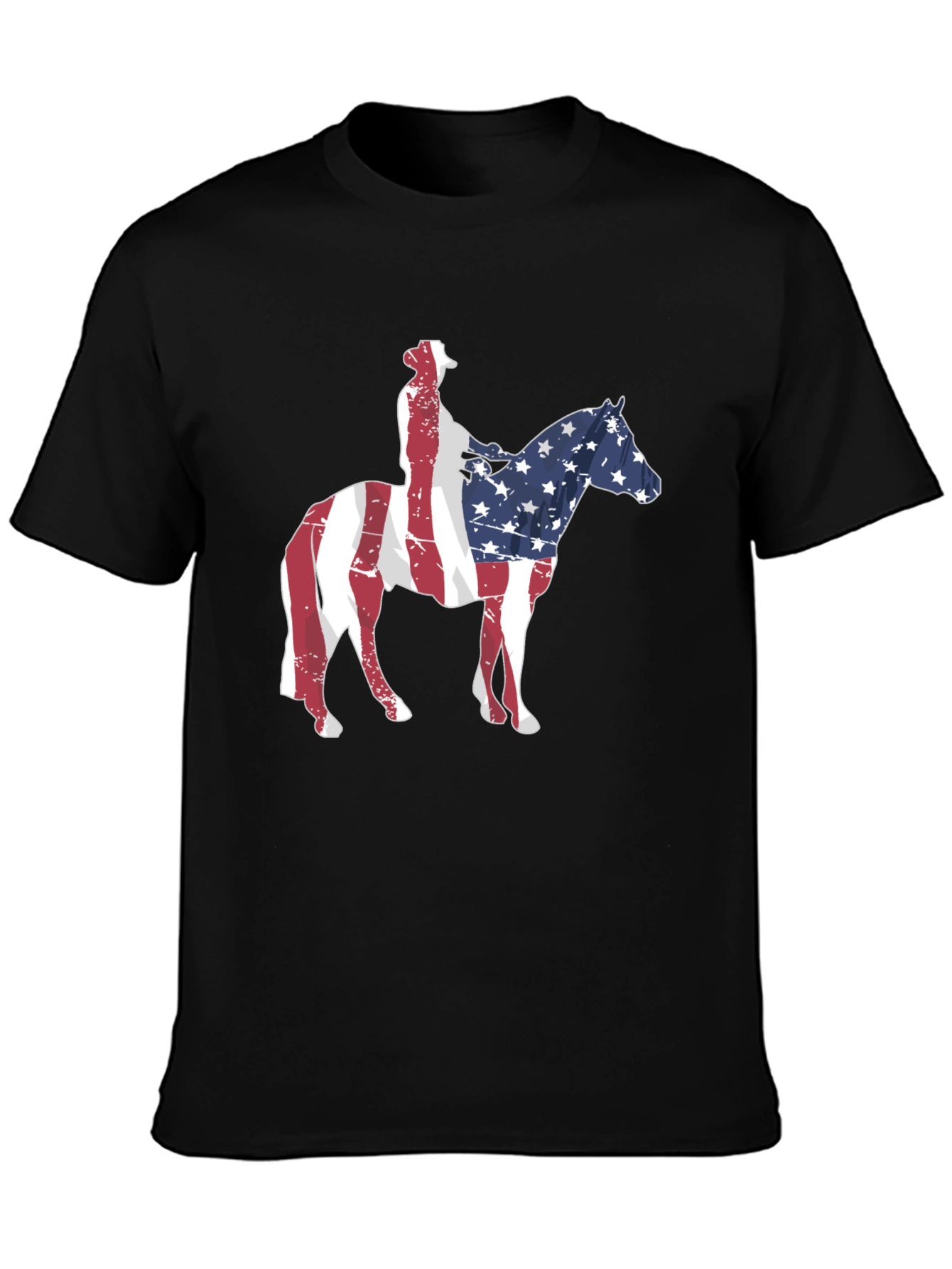 American Flag Cowboy Riding Horse T-Shirt