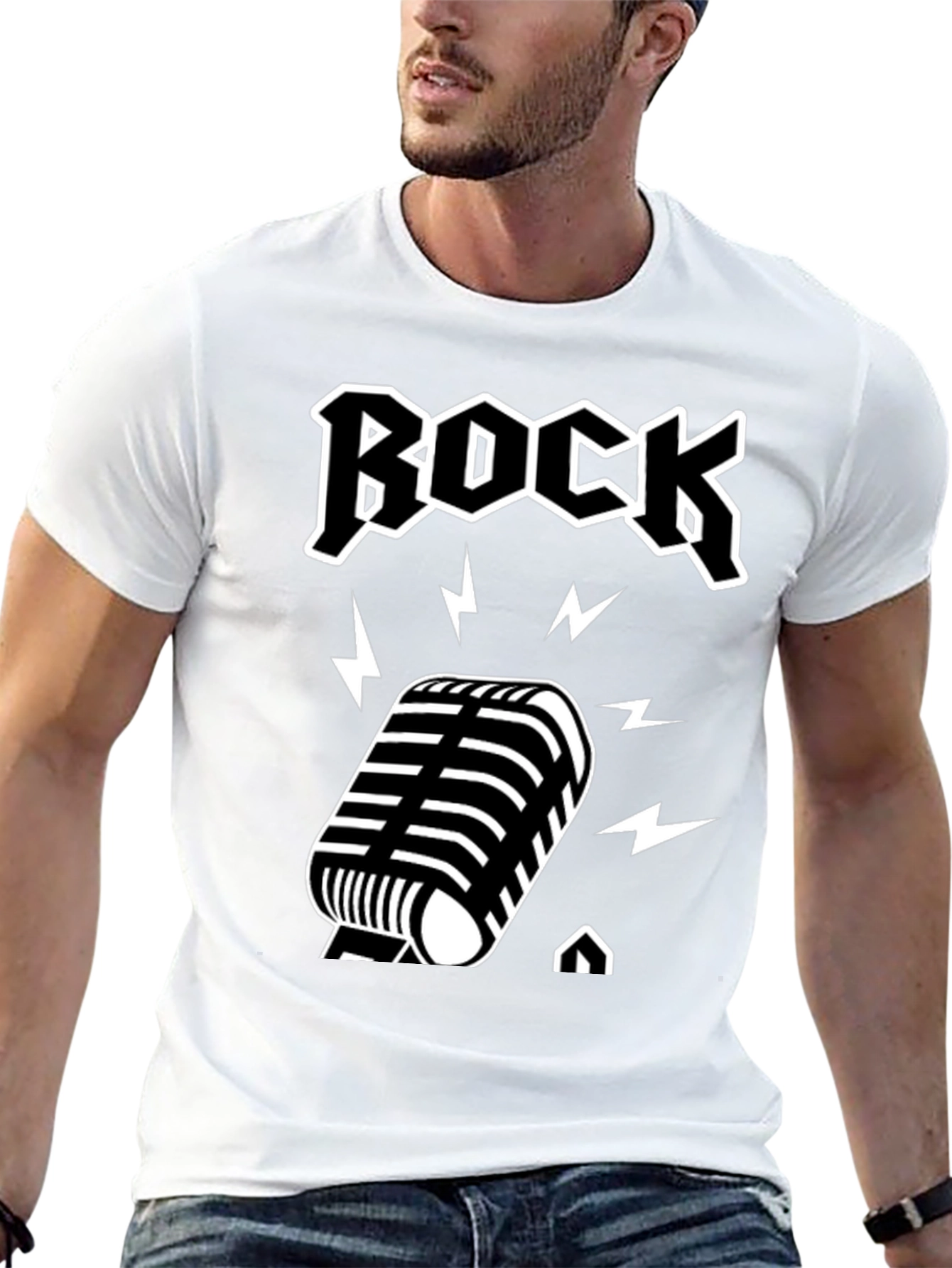 Rock Music T-Shirt with Microphone Design