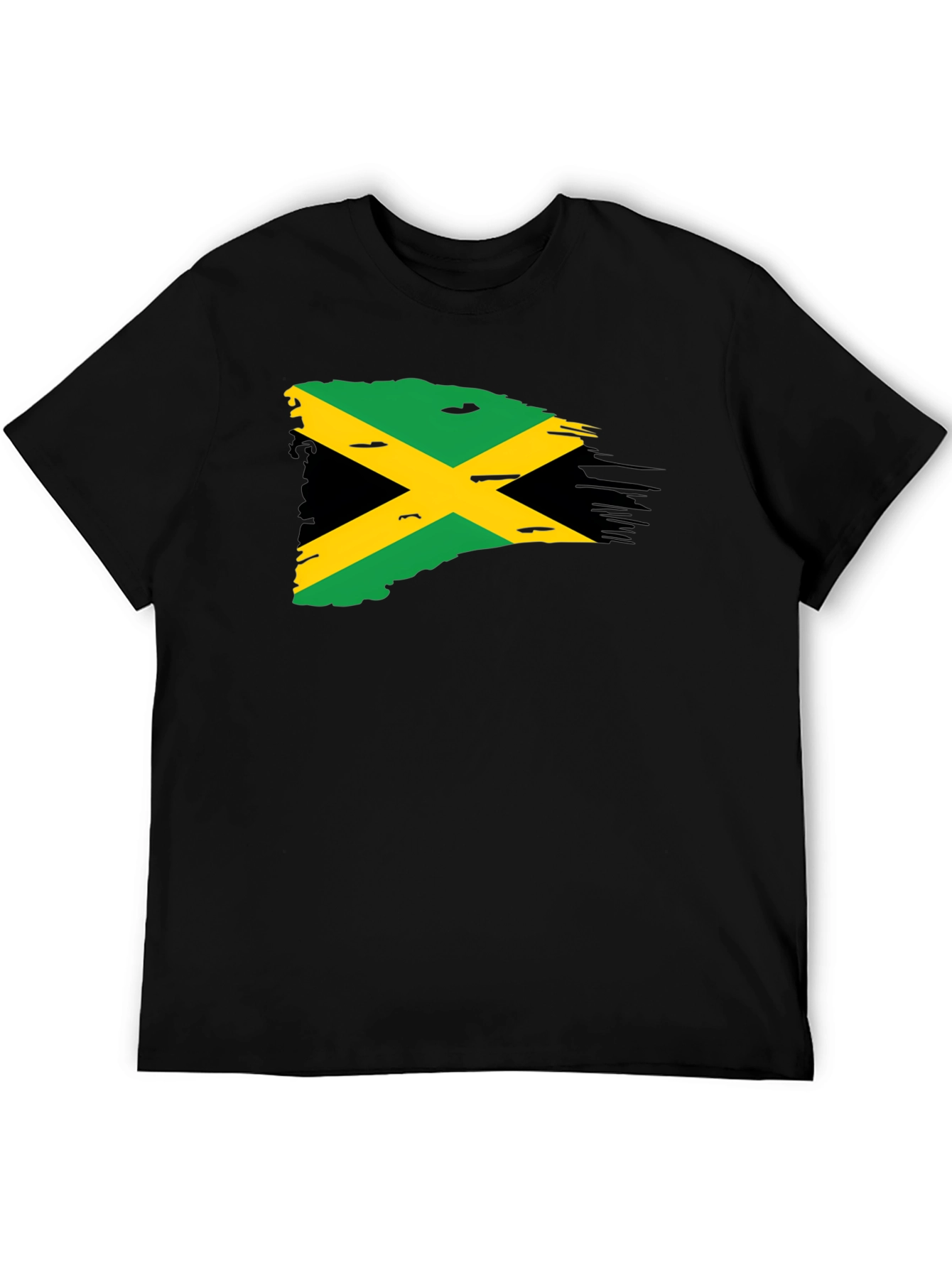 Jamaica Flag T-Shirt - Black Cotton Blend Tee