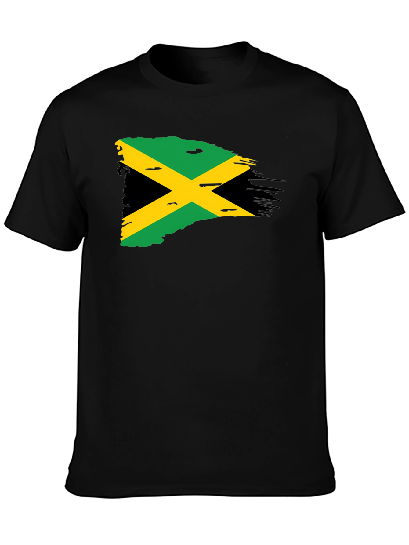 Jamaica Flag T-Shirt - Black Cotton Blend Tee