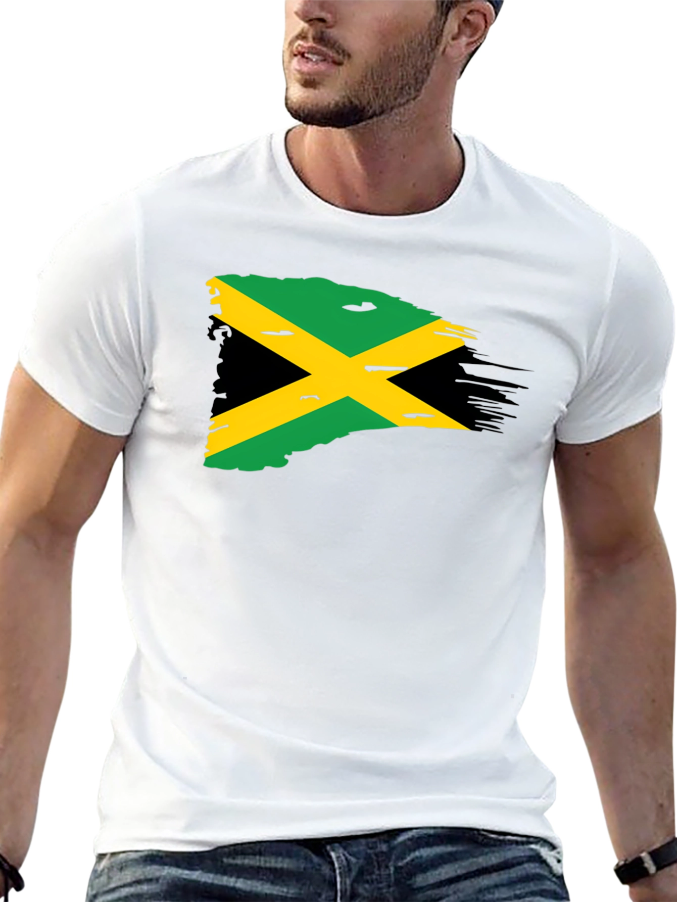 Jamaica Flag T-Shirt - Black Cotton Blend Tee