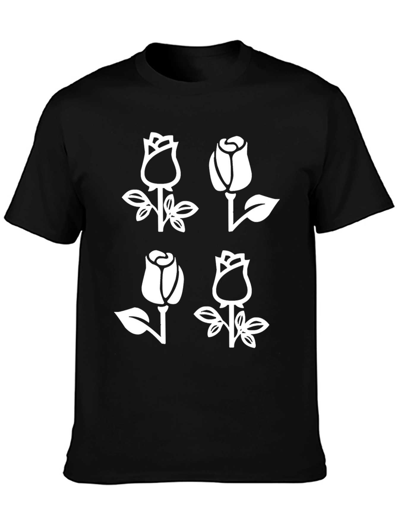 Black Rose Graphic Tee - Floral Design