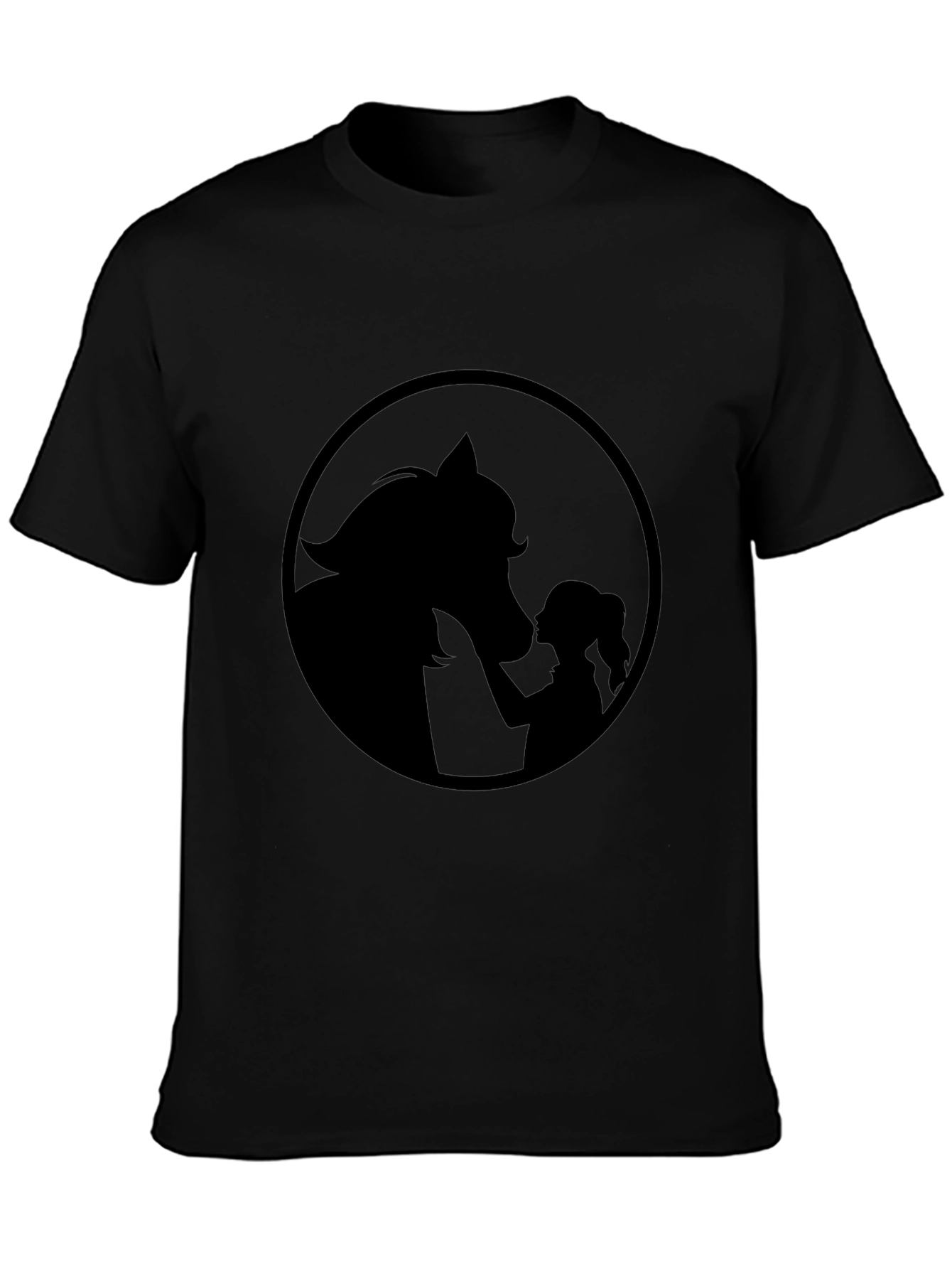 Black Tee with Horse & Girl Graphic