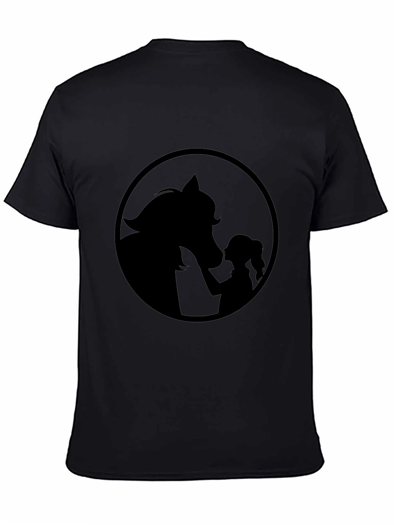 Black Tee with Horse & Girl Graphic