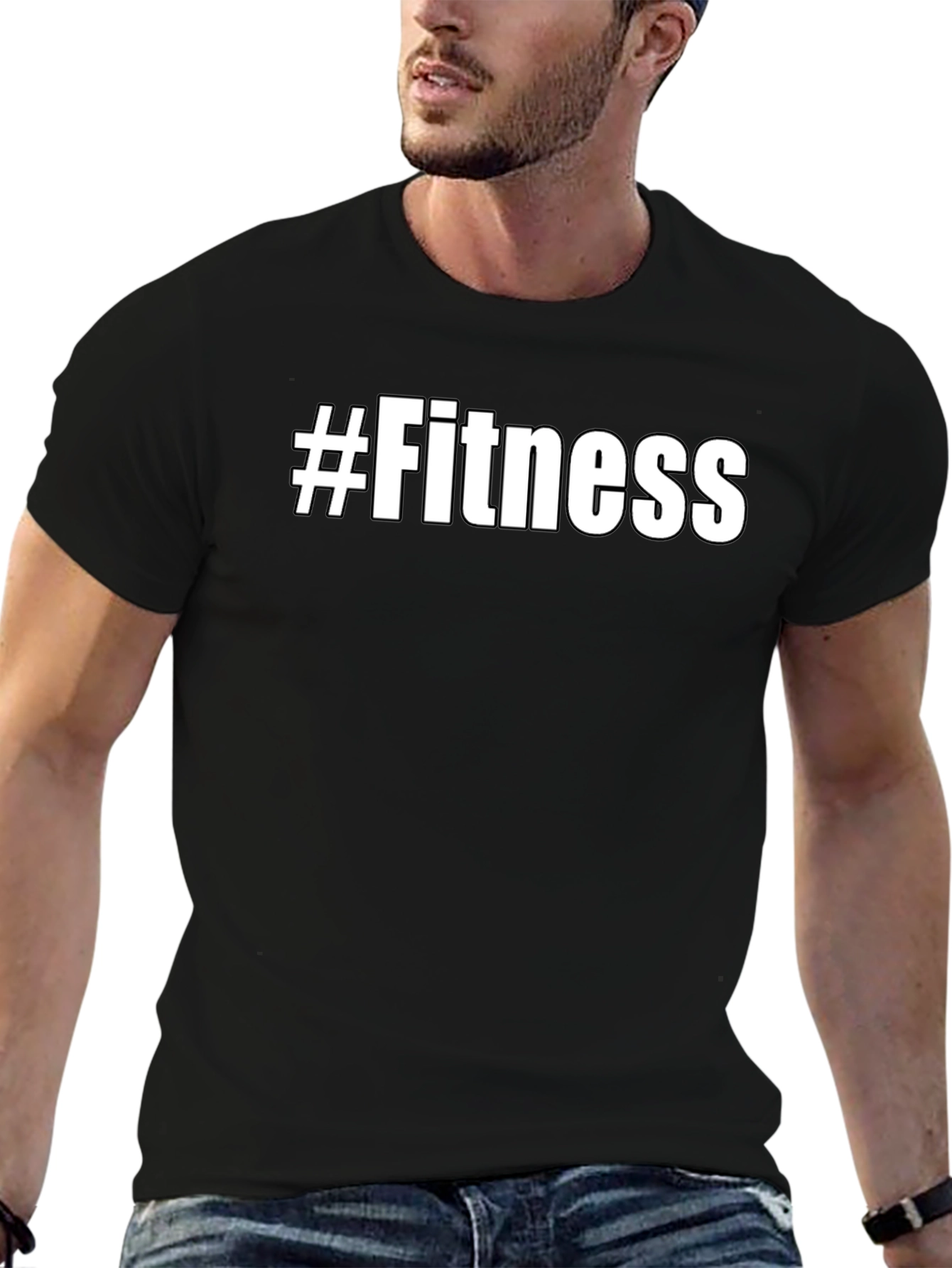 #Fitness Graphic Tee - Black Casual Shirt