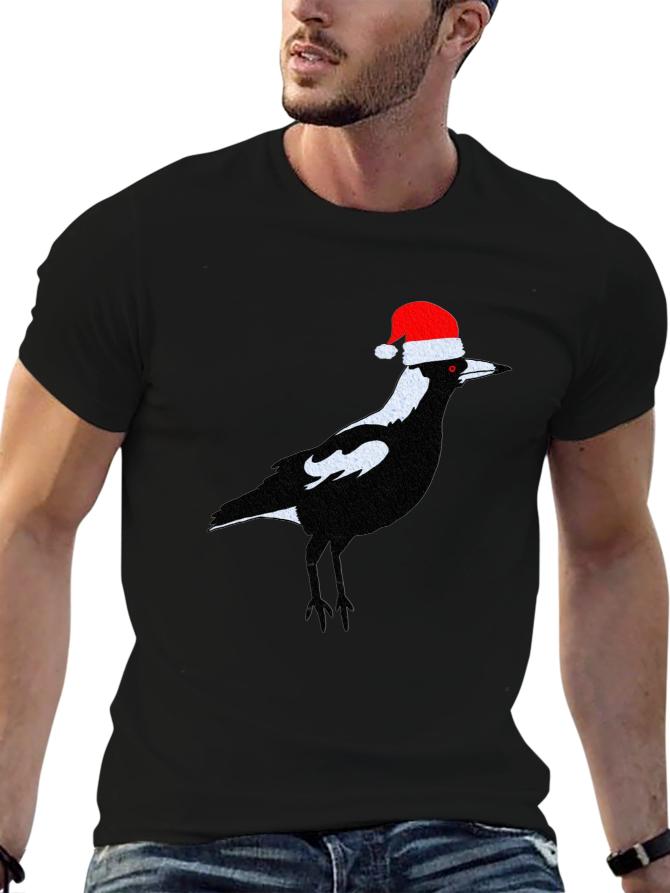 Festive Magpie T-Shirt - Christmas Bird Tee