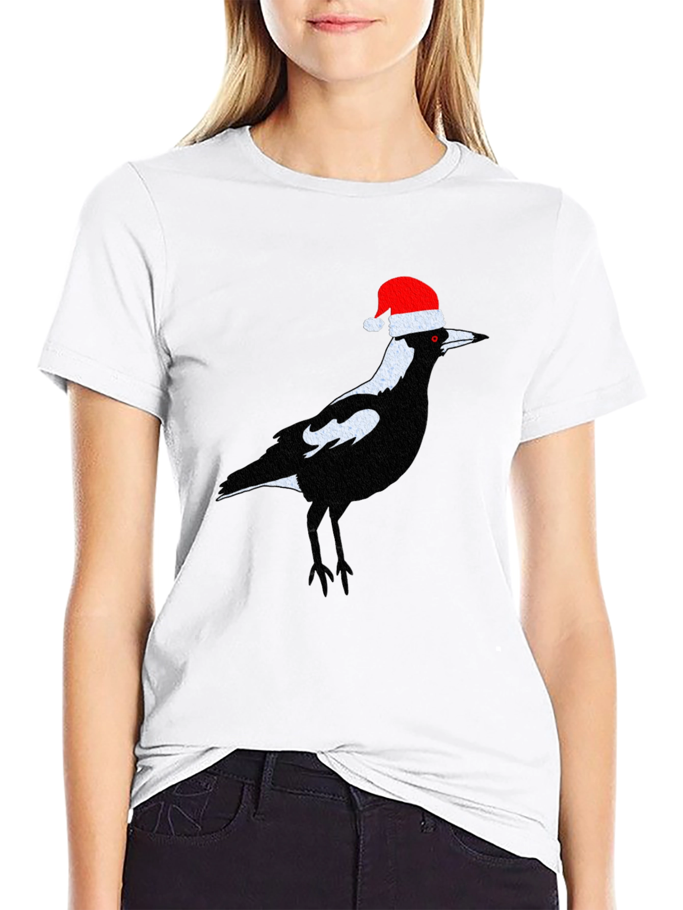 Festive Magpie T-Shirt - Christmas Bird Tee