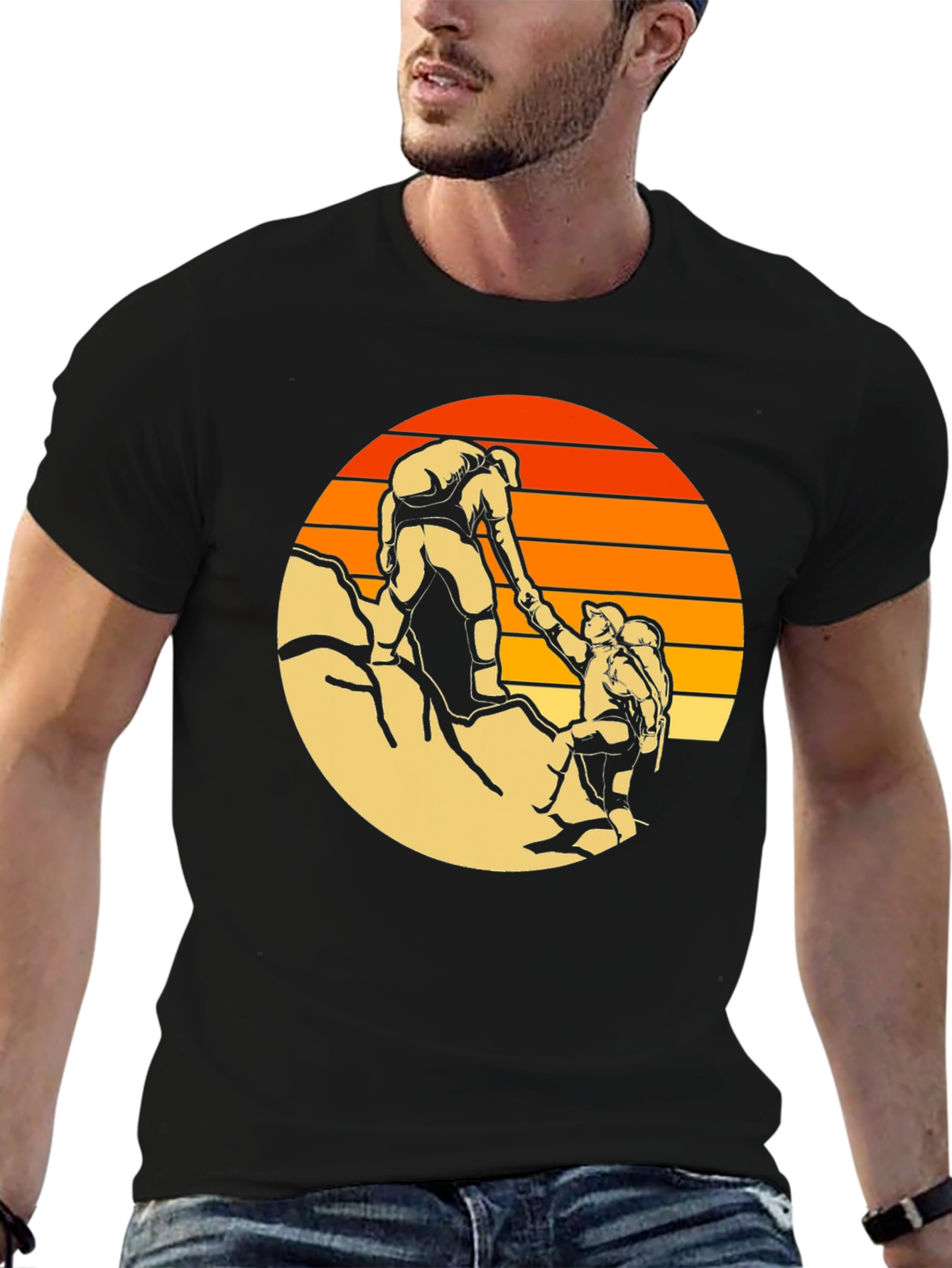 Climber Graphic Tee - Black Crew Neck T-Shirt